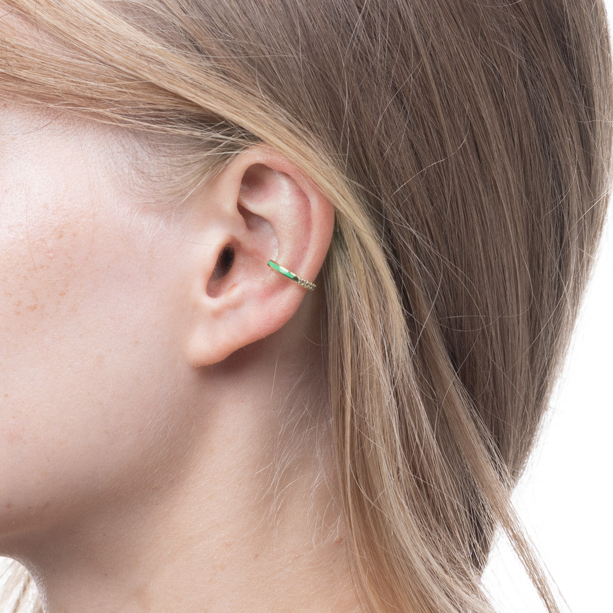 BIRD OF PARADISE Diamond Ear Cuff in Chameleon Green