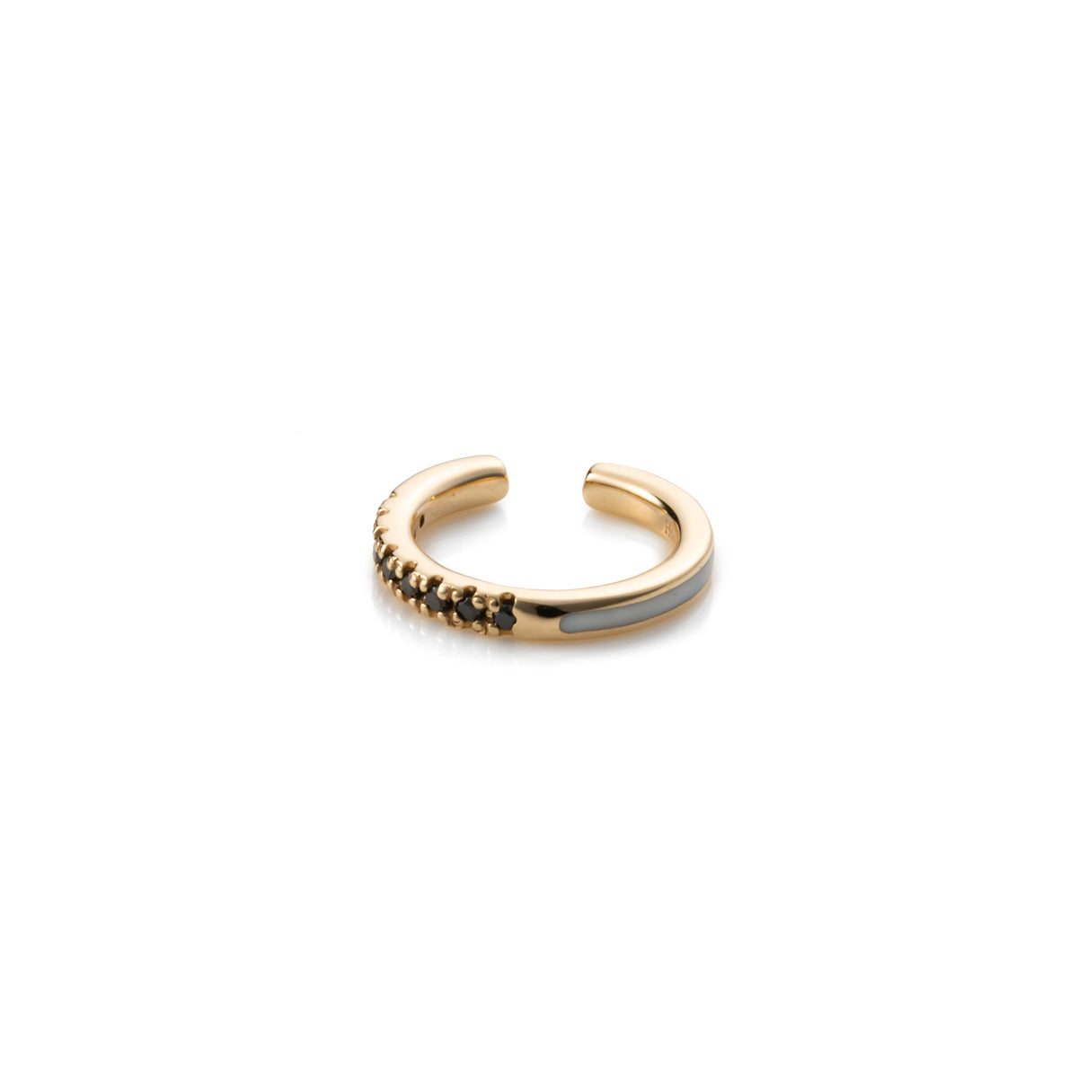 BIRD OF PARADISE Black Diamond Ear Cuff in Ivory White