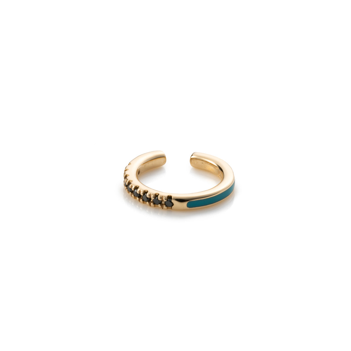 BIRD OF PARADISE Black Diamond Ear Cuff in Izmir Blue