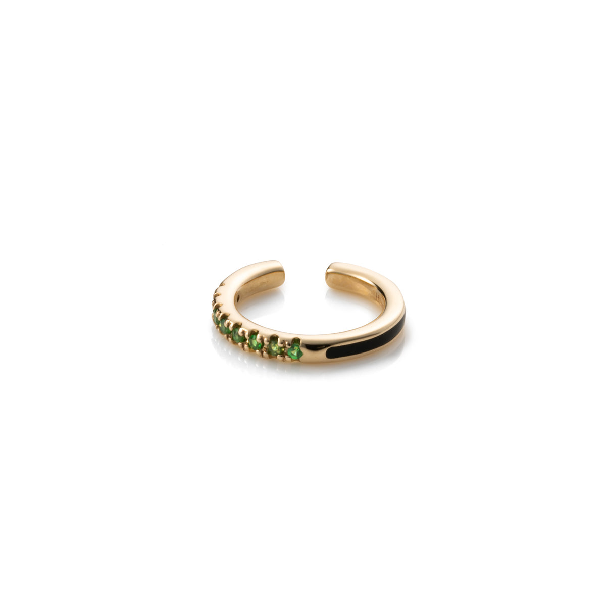 BIRD OF PARADISE Green Garnet Ear Cuff in Jet Black