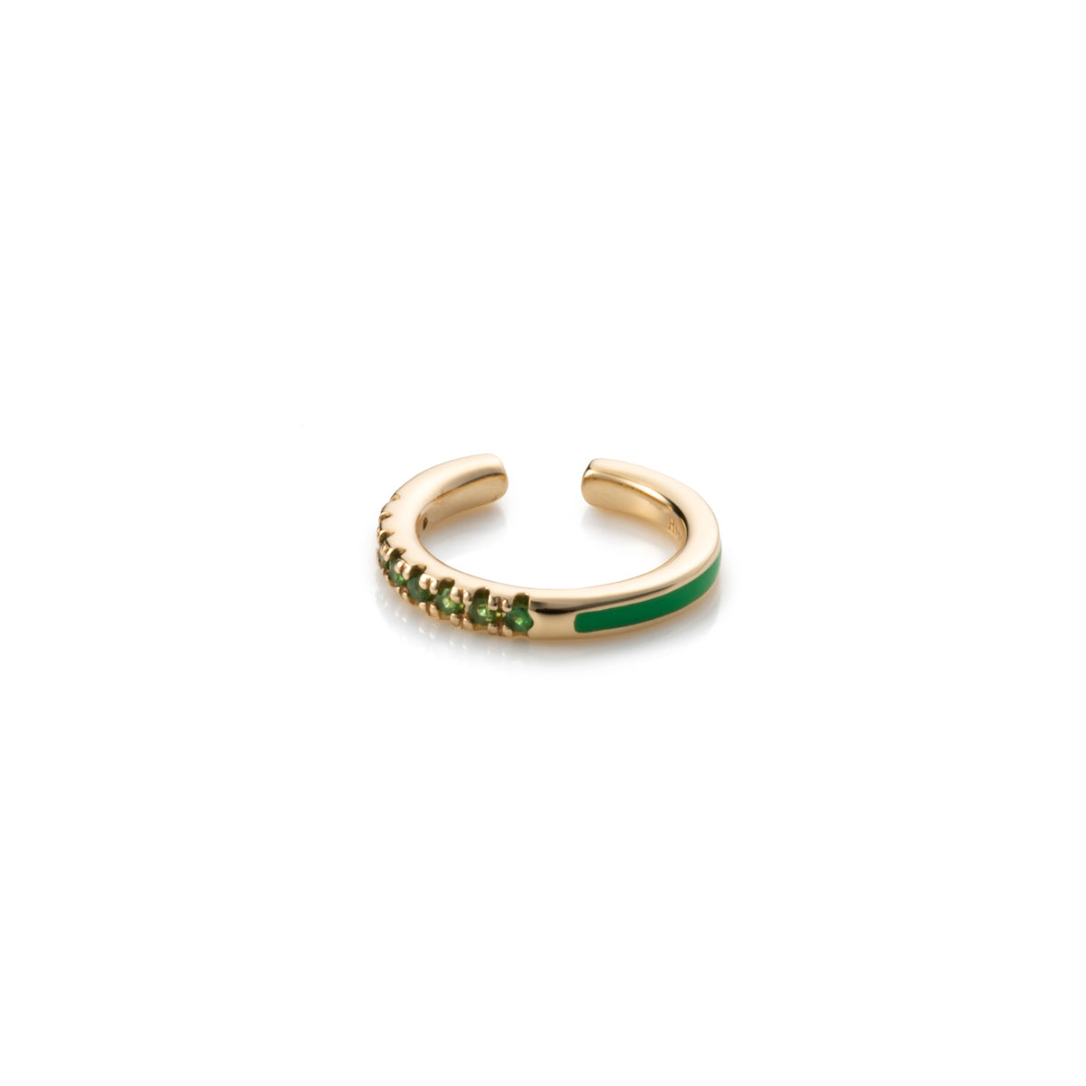 BIRD OF PARADISE Green Garnet Ear Cuff in Chameleon Green