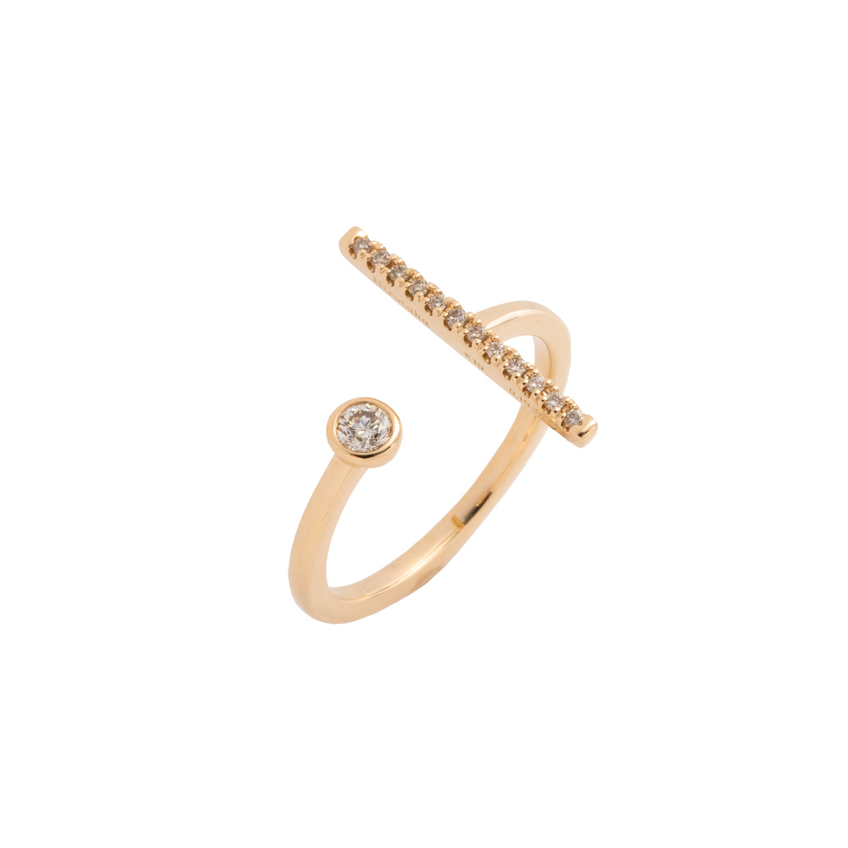 GOSSAMER Diamond Short Bar Cuff Ring