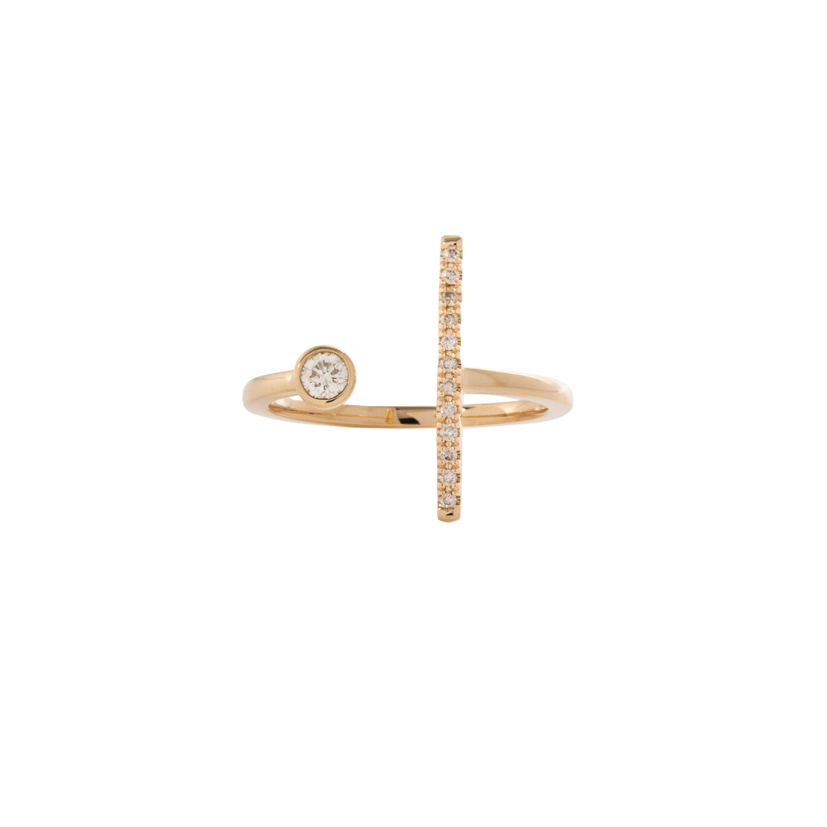 GOSSAMER Diamond Short Bar Cuff Ring