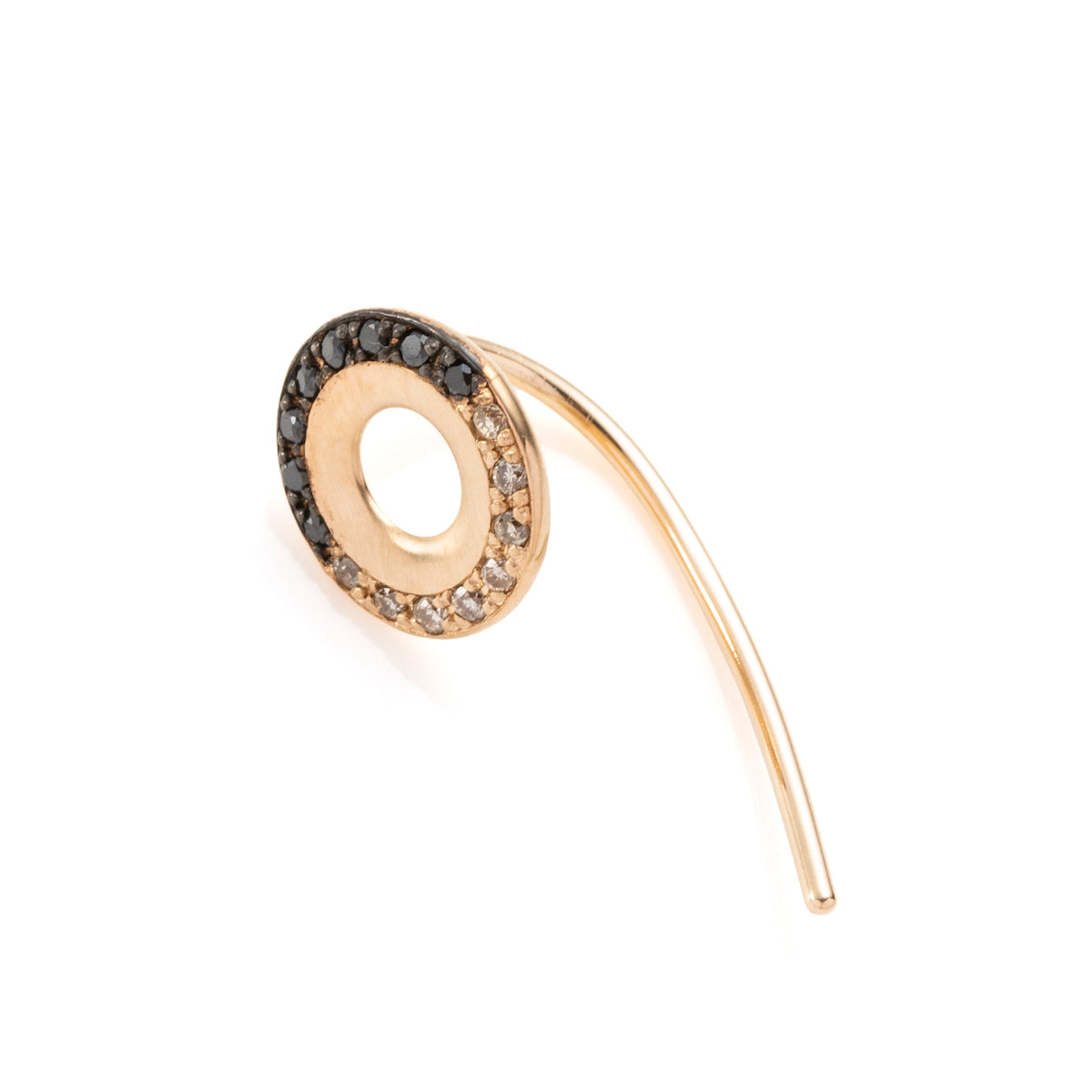 WHEEL OF FORTUNE White and Black Diamond Short Arrow Earring