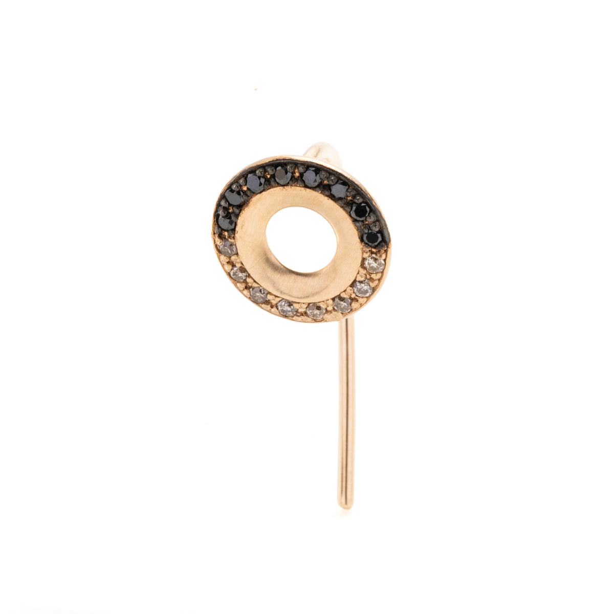 WHEEL OF FORTUNE White and Black Diamond Short Arrow Earring