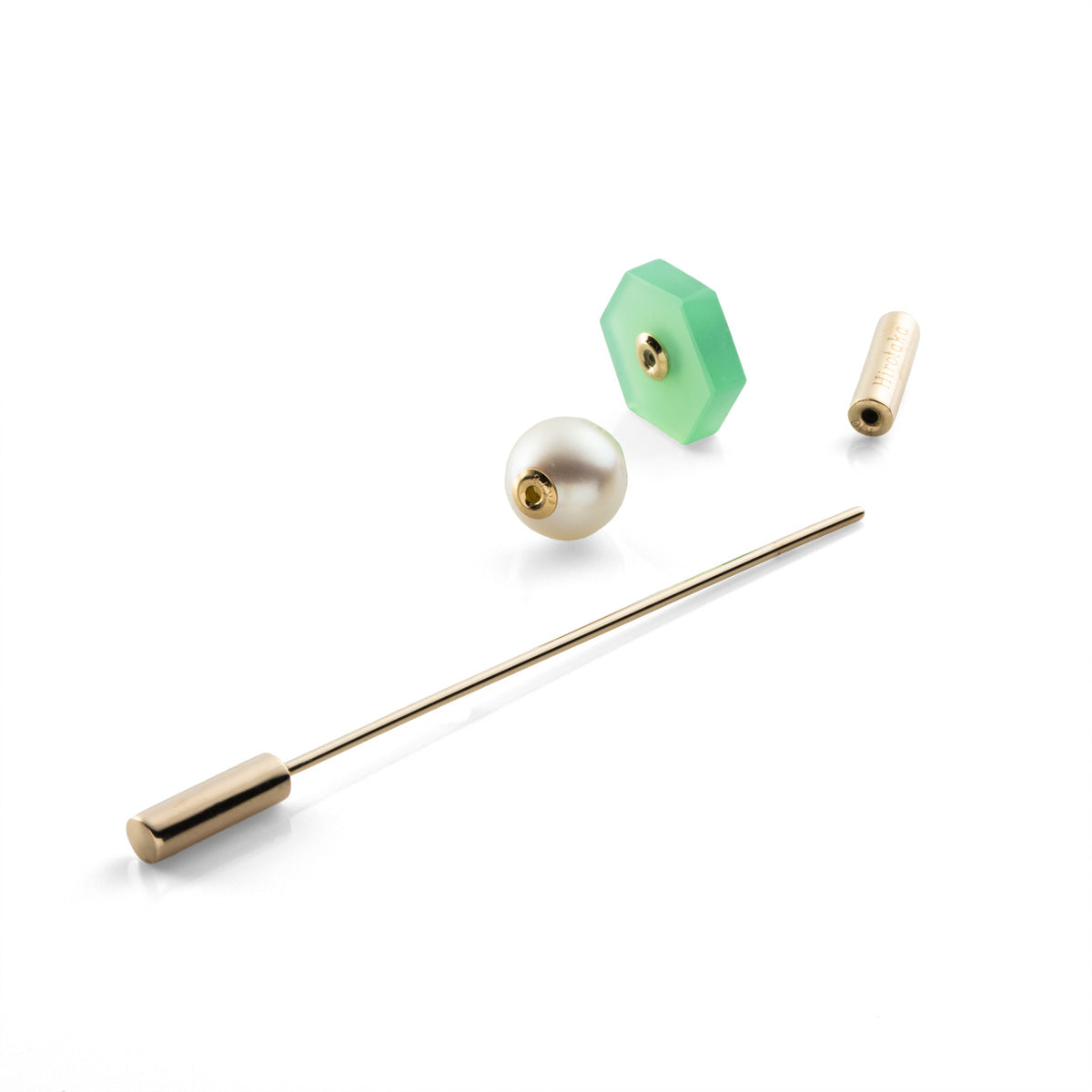 SPEAR Earring, Pearl & Chrysoprase
