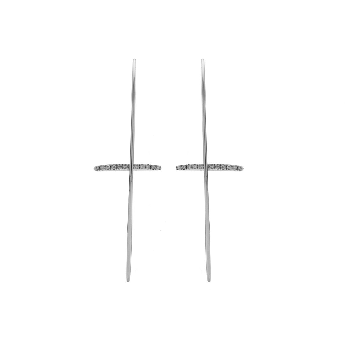 GOSSAMER Diamond Bar Floating Oval Earring Large size