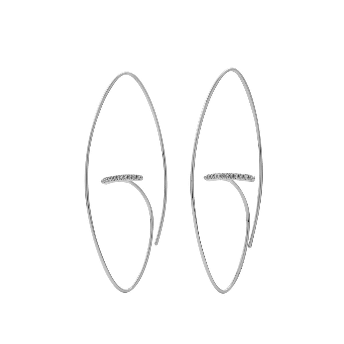 GOSSAMER Diamond Bar Floating Oval Earring Large size