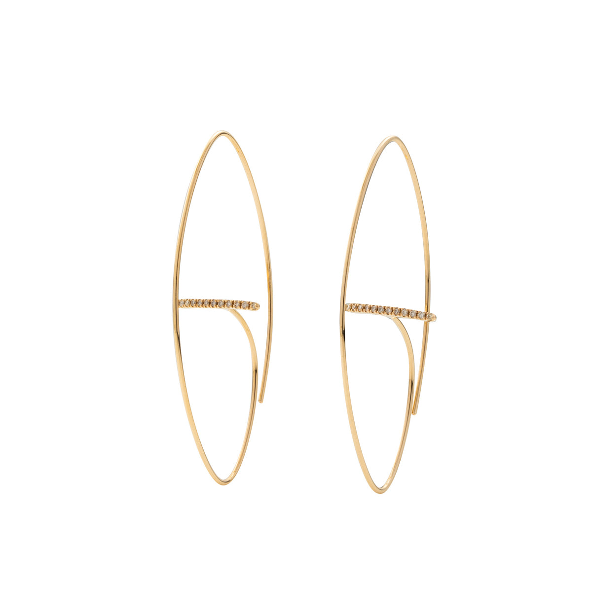 GOSSAMER Diamond Bar Floating Oval Earring Large size