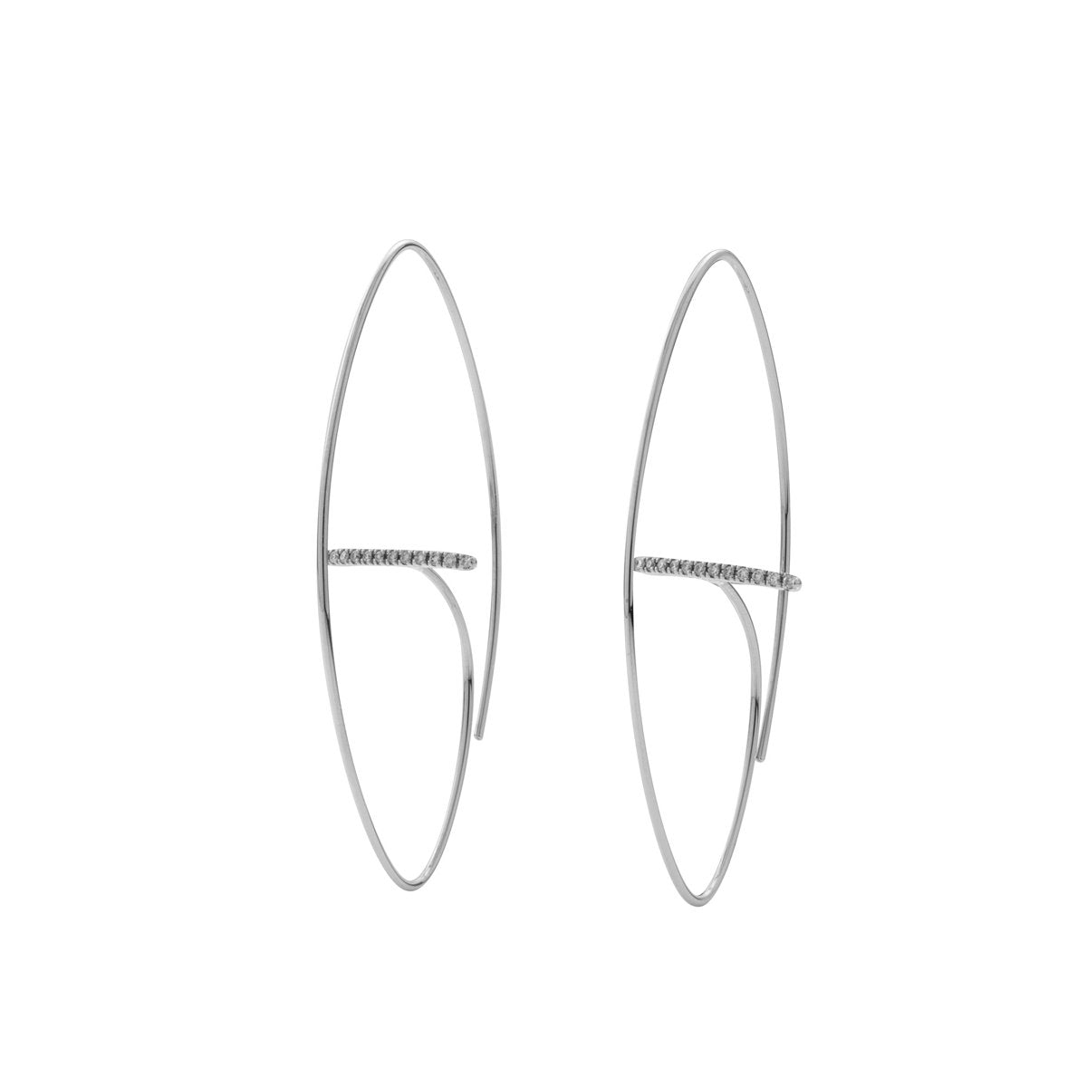 GOSSAMER Diamond Bar Floating Oval Earring Large size