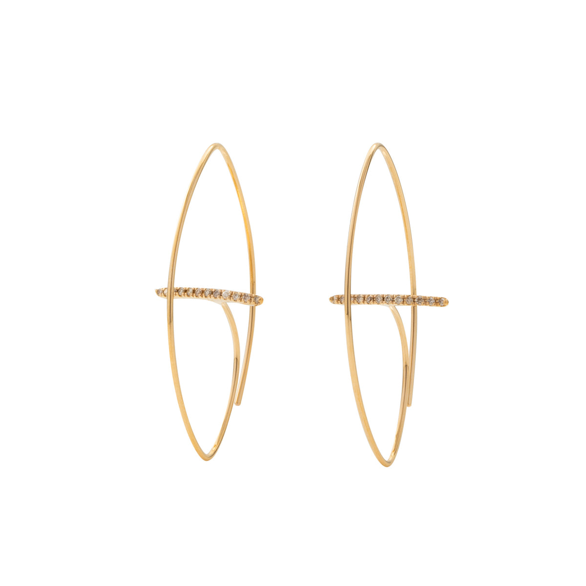 GOSSAMER Diamond Bar Floating Oval Earring Medium size