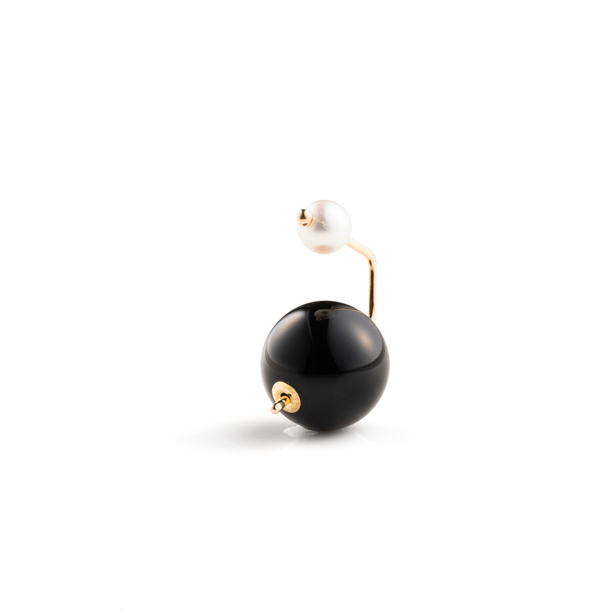 BUMBLE BEE Pearl Earring w/ Onyx Backing