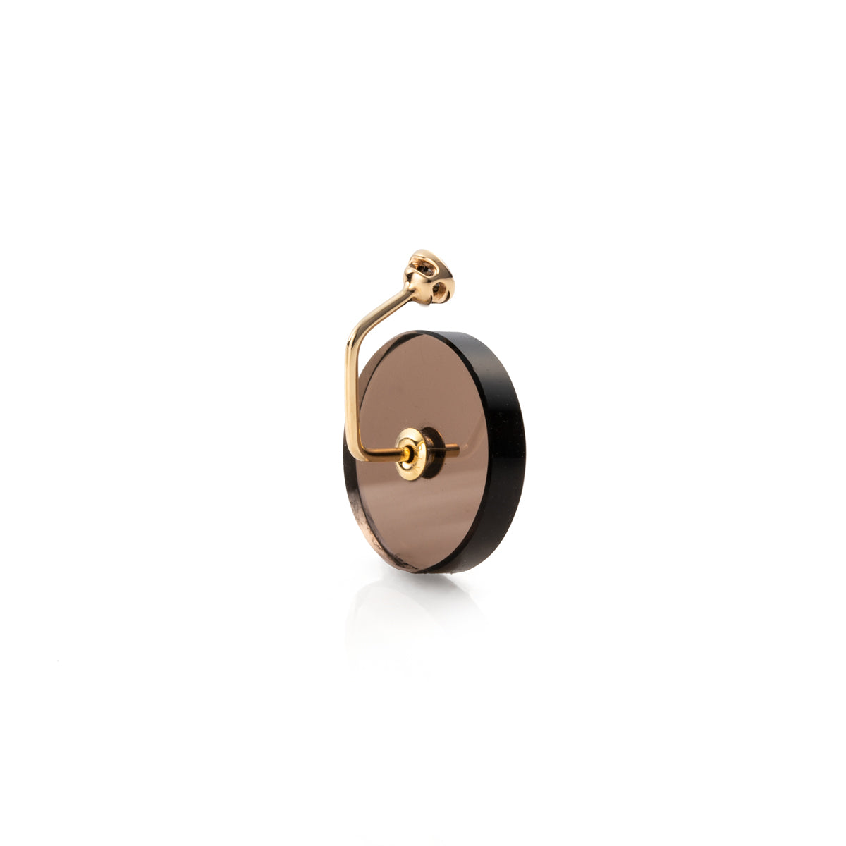 ORBITAL Black Diamond Earring with Smoky Quartz Back