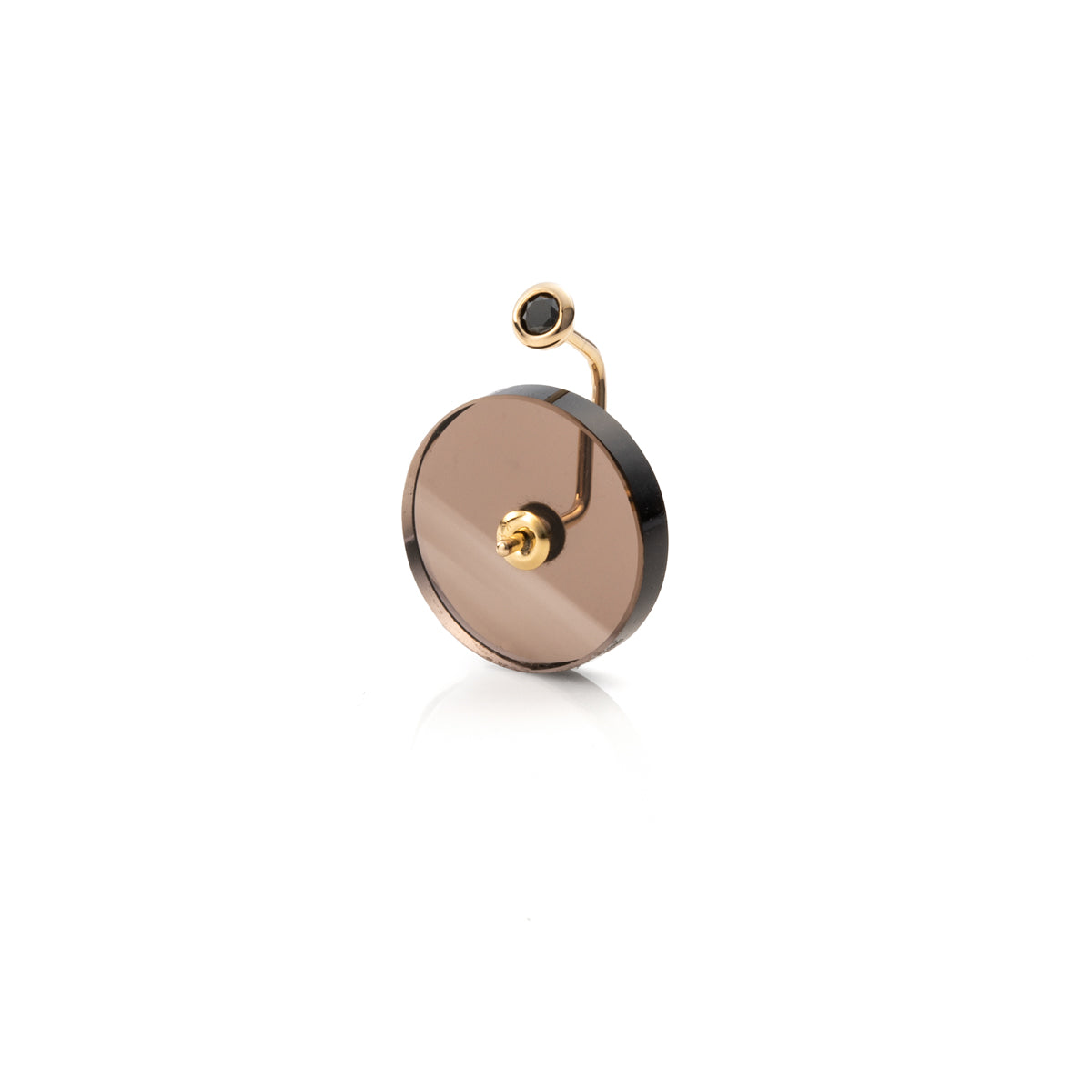 ORBITAL Black Diamond Earring with Smoky Quartz Back