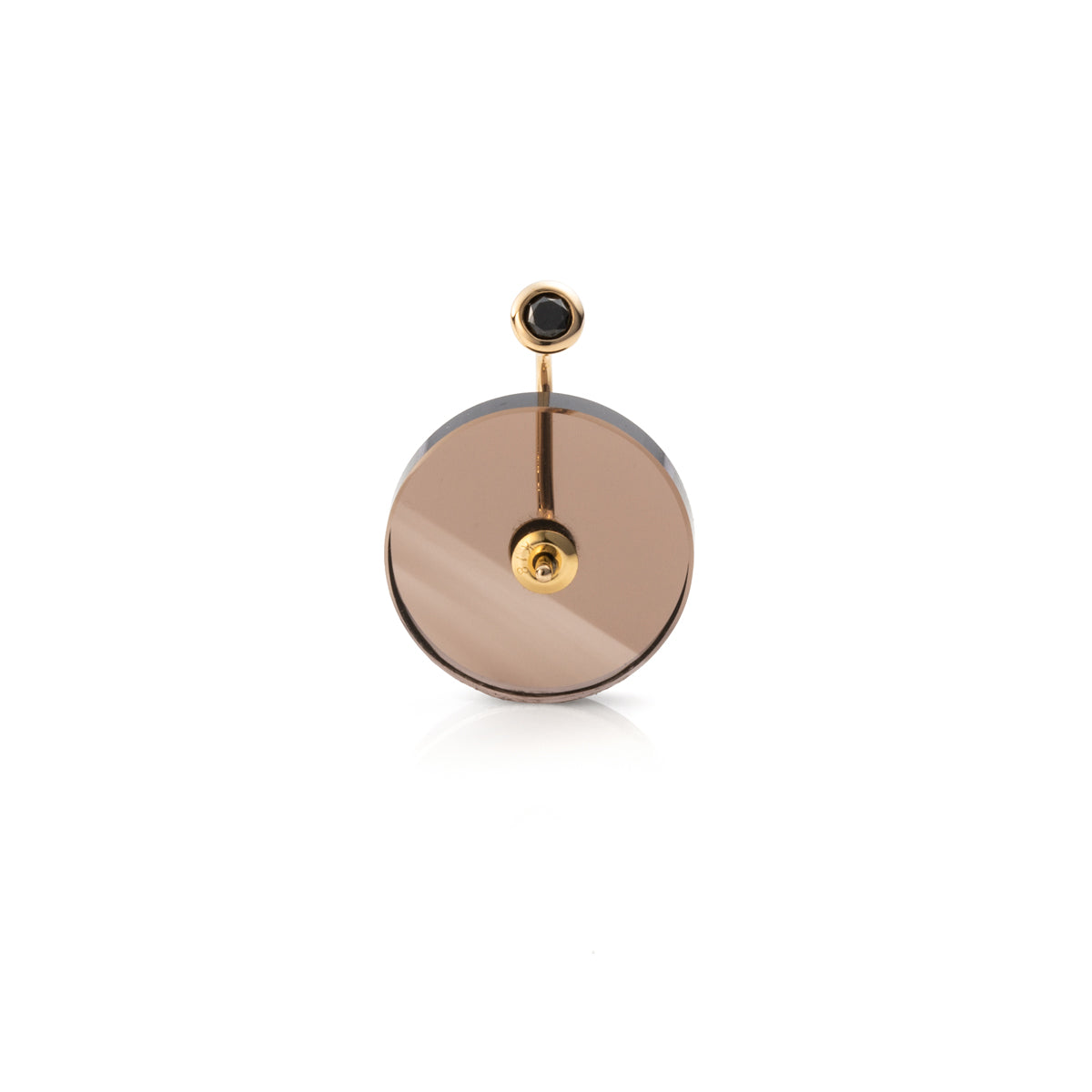 ORBITAL Black Diamond Earring with Smoky Quartz Back
