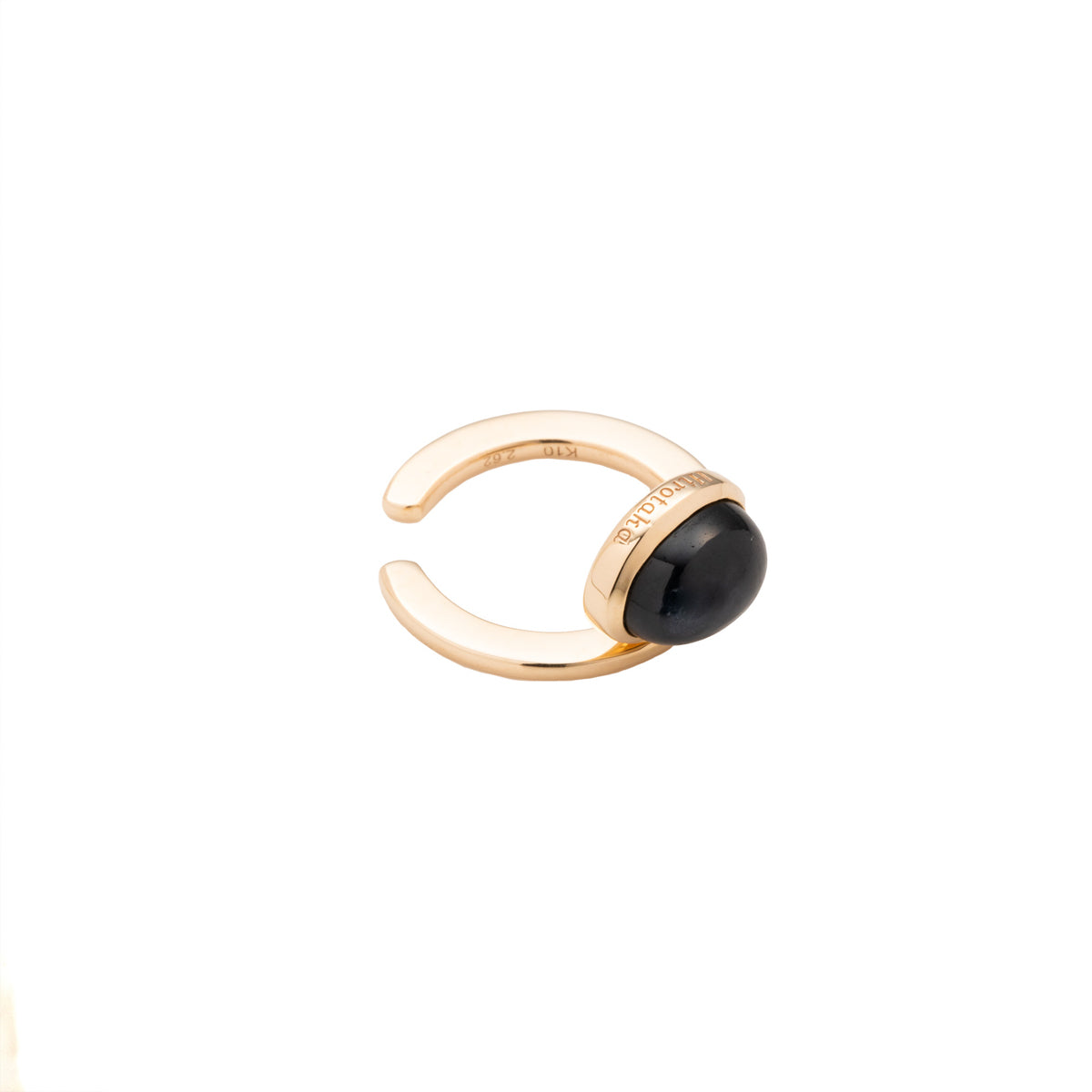BIRD OF PARADISE Ear Cuff w/ Cabochon Black Sapphire
