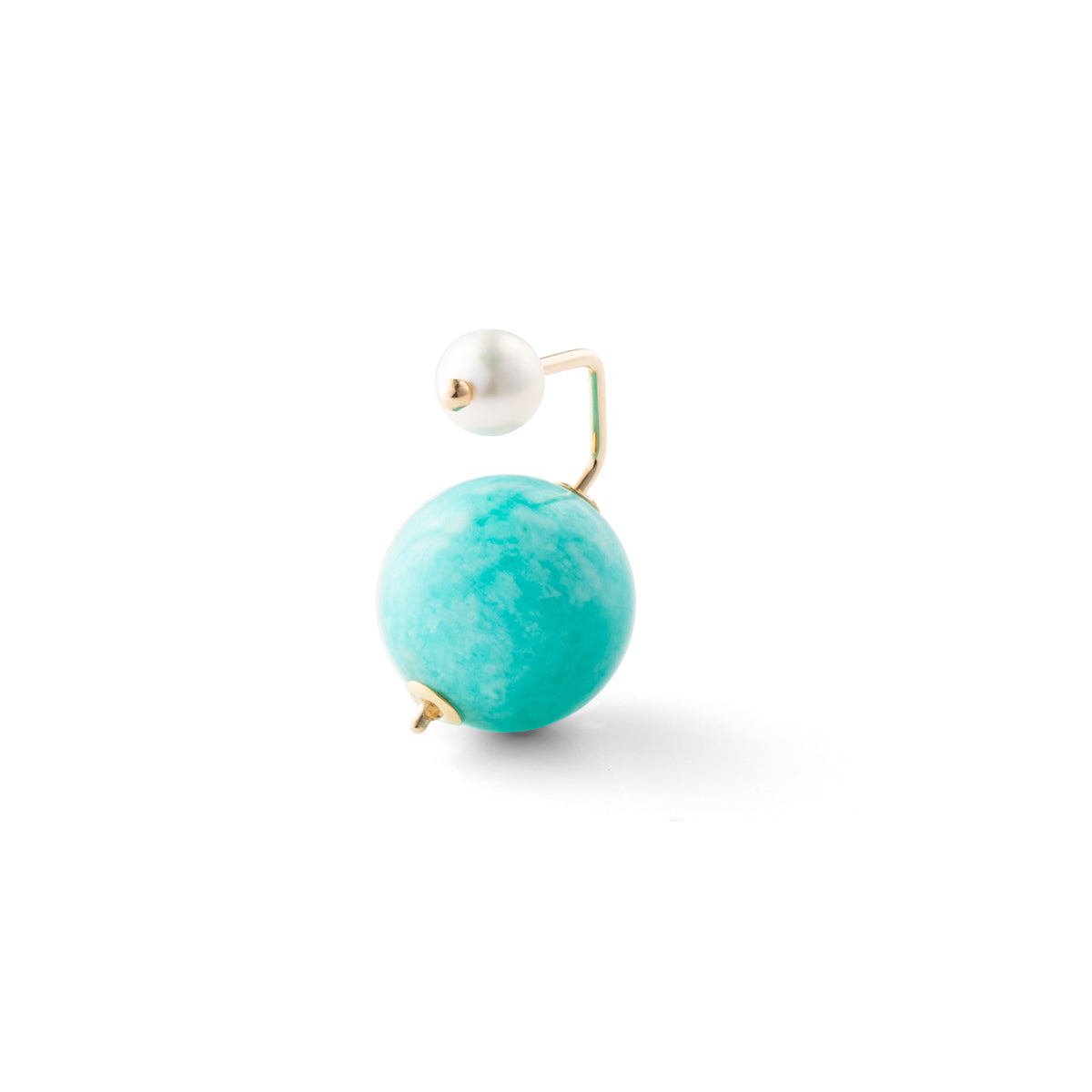 BUMBLE BEE Pearl Earring w/ Amazonite Backing