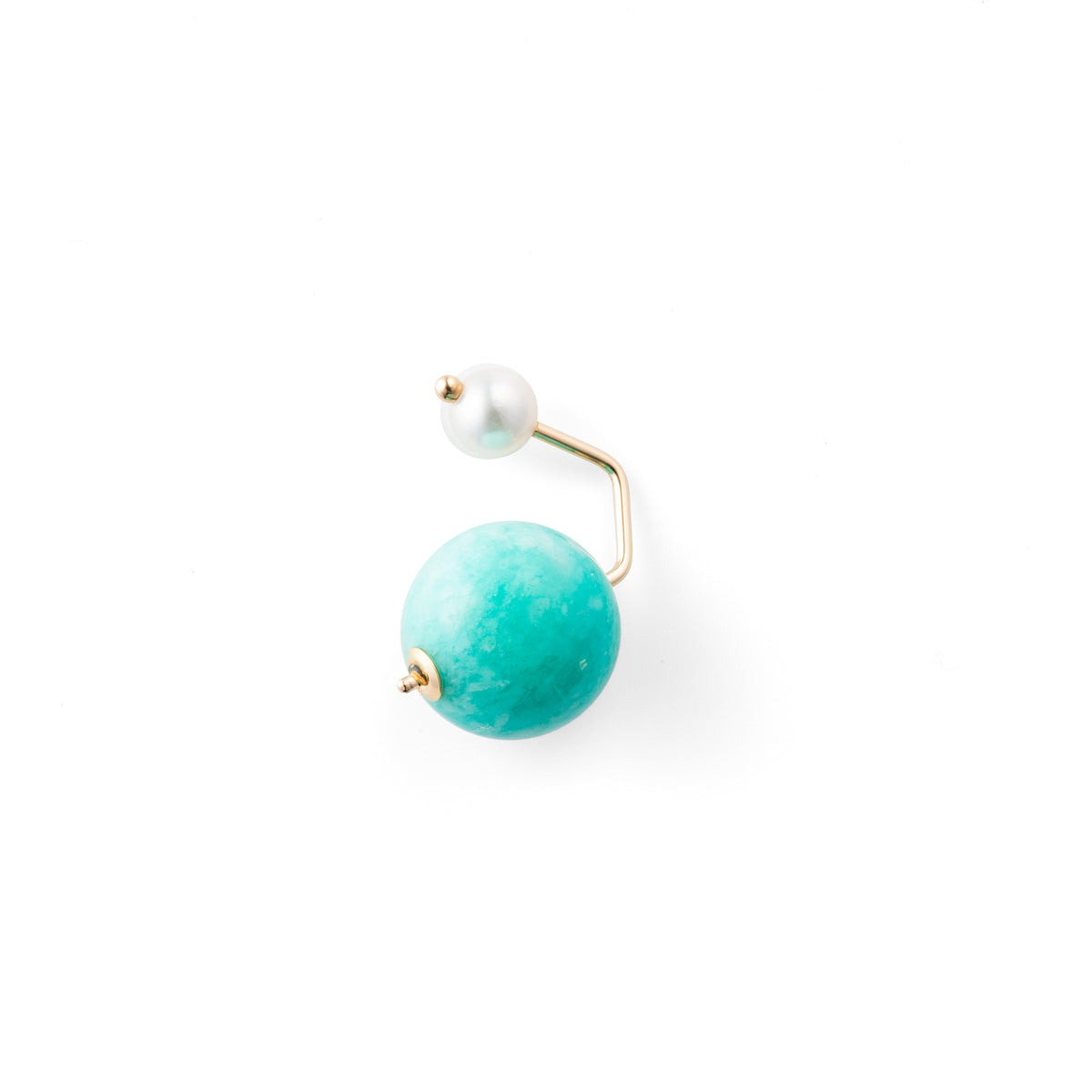 BUMBLE BEE Pearl Earring w/ Amazonite Backing