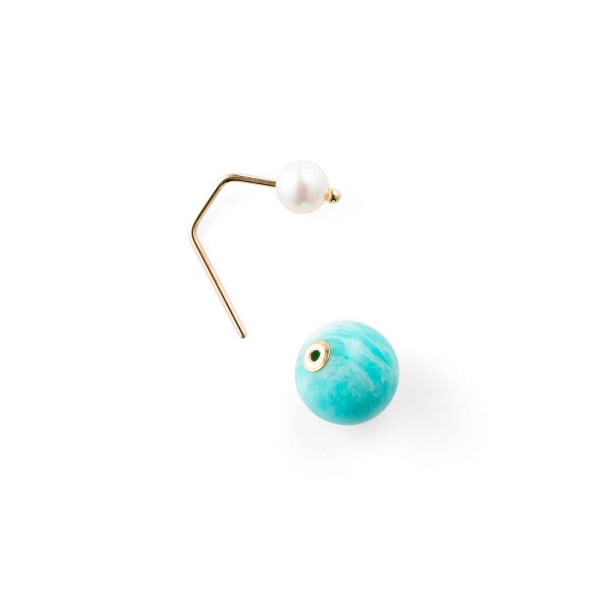 BUMBLE BEE Pearl Earring w/ Amazonite Backing
