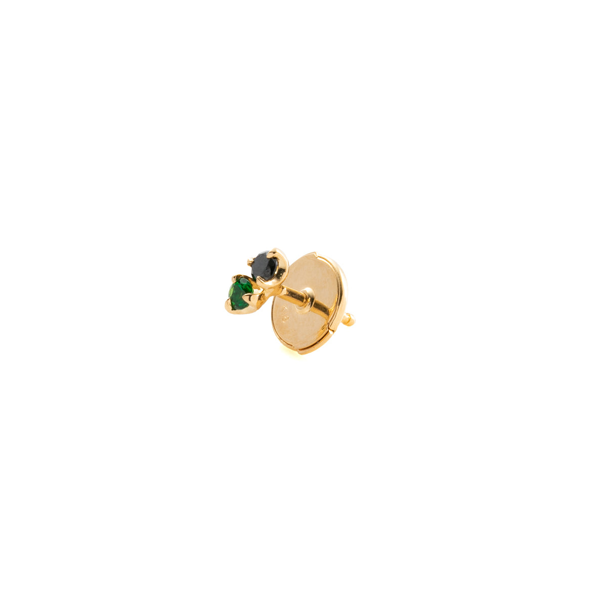 18K BIRD OF PARADISE Double Stone Earring Black Diamond and Green Garnet