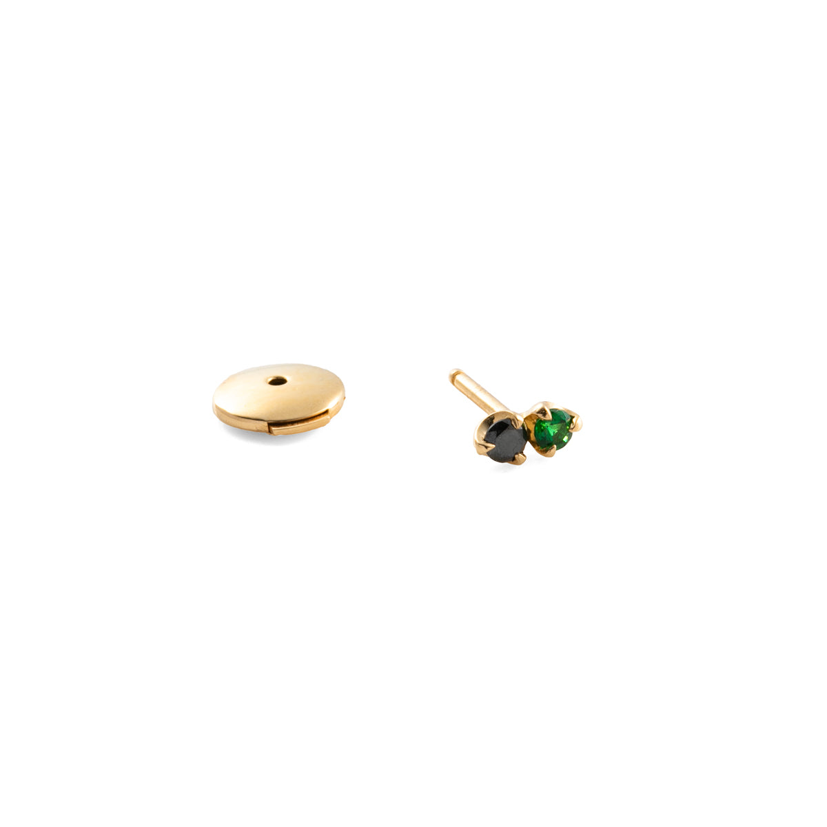 18K BIRD OF PARADISE Double Stone Earring Black Diamond and Green Garnet