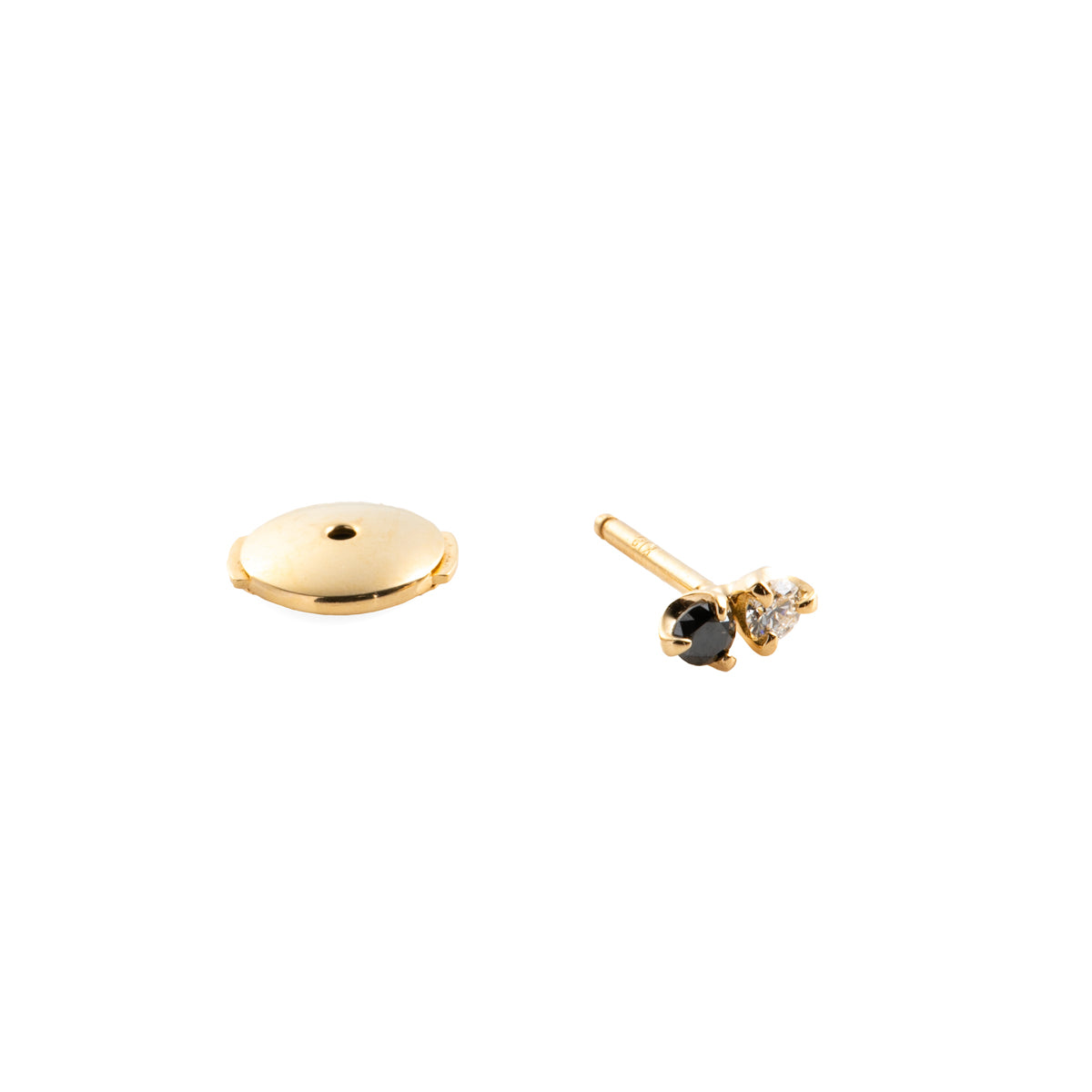 18K BIRD OF PARADISE Double Stone Earring White and Black Diamond