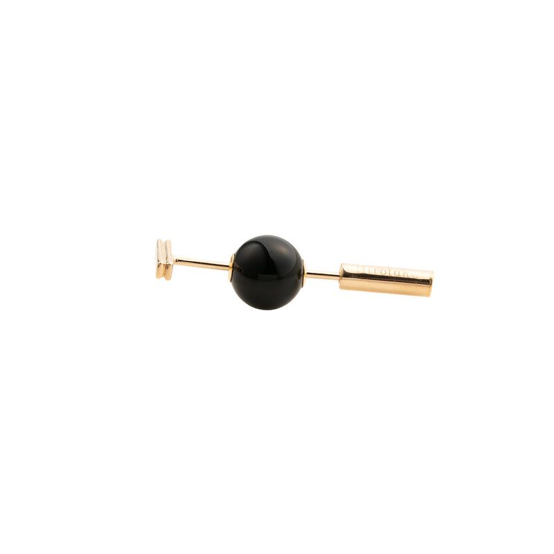 "Mini Spear" Gold Bar Earring, Onyx