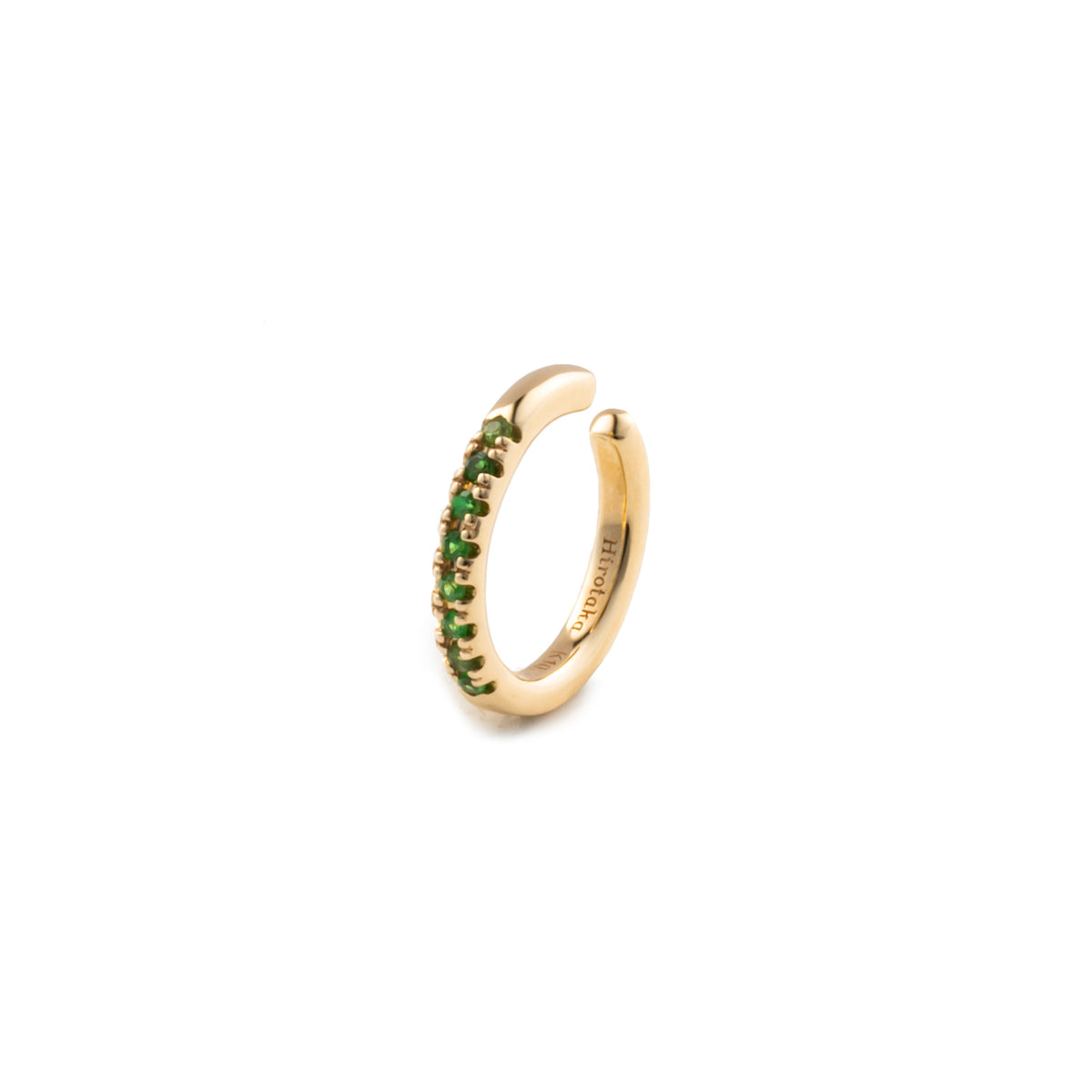 BIRD OF PARADISE Green Garnet Ear Cuff in Jet Black
