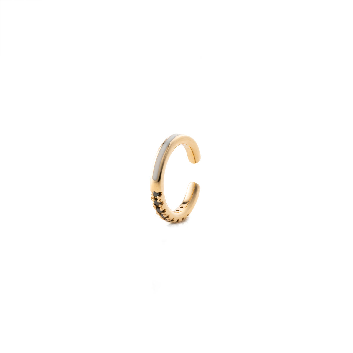 BIRD OF PARADISE Black Diamond Ear Cuff in Ivory White