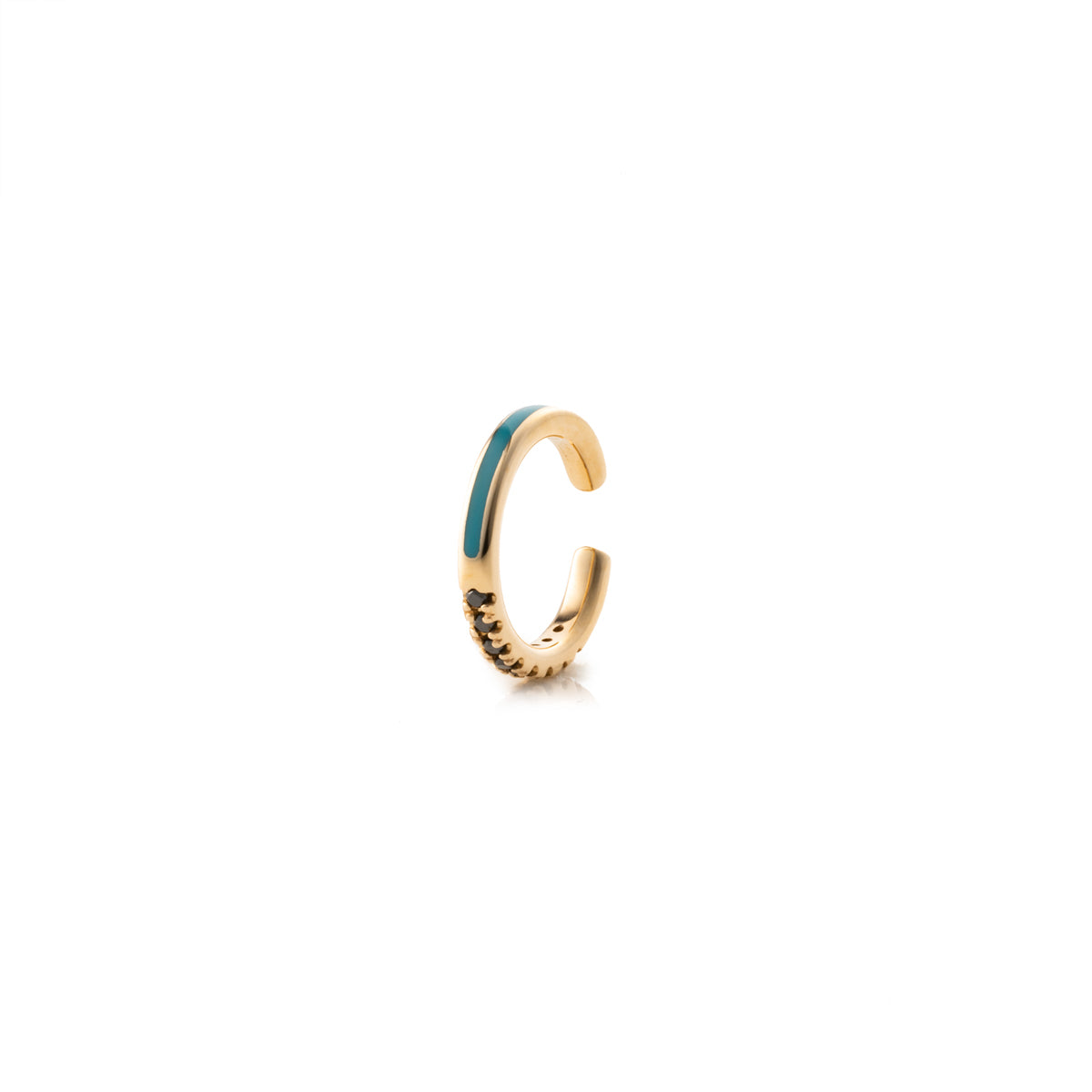 BIRD OF PARADISE Black Diamond Ear Cuff in Izmir Blue