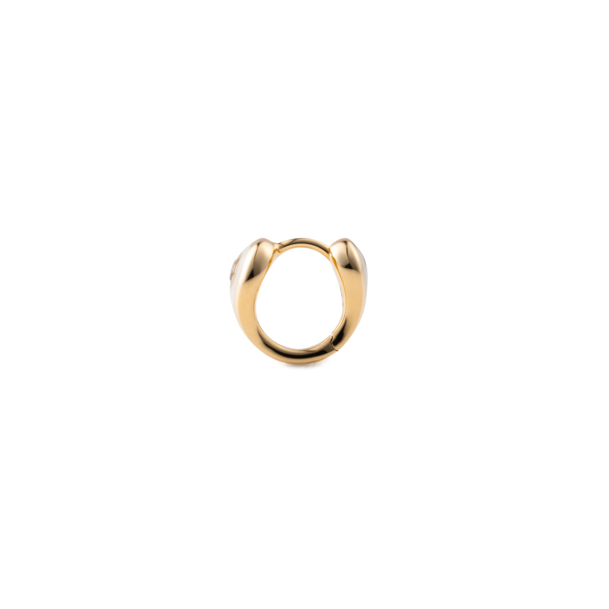 BIRD OF PARADISE Enamel Diamond Hoop Earring in Ivory White