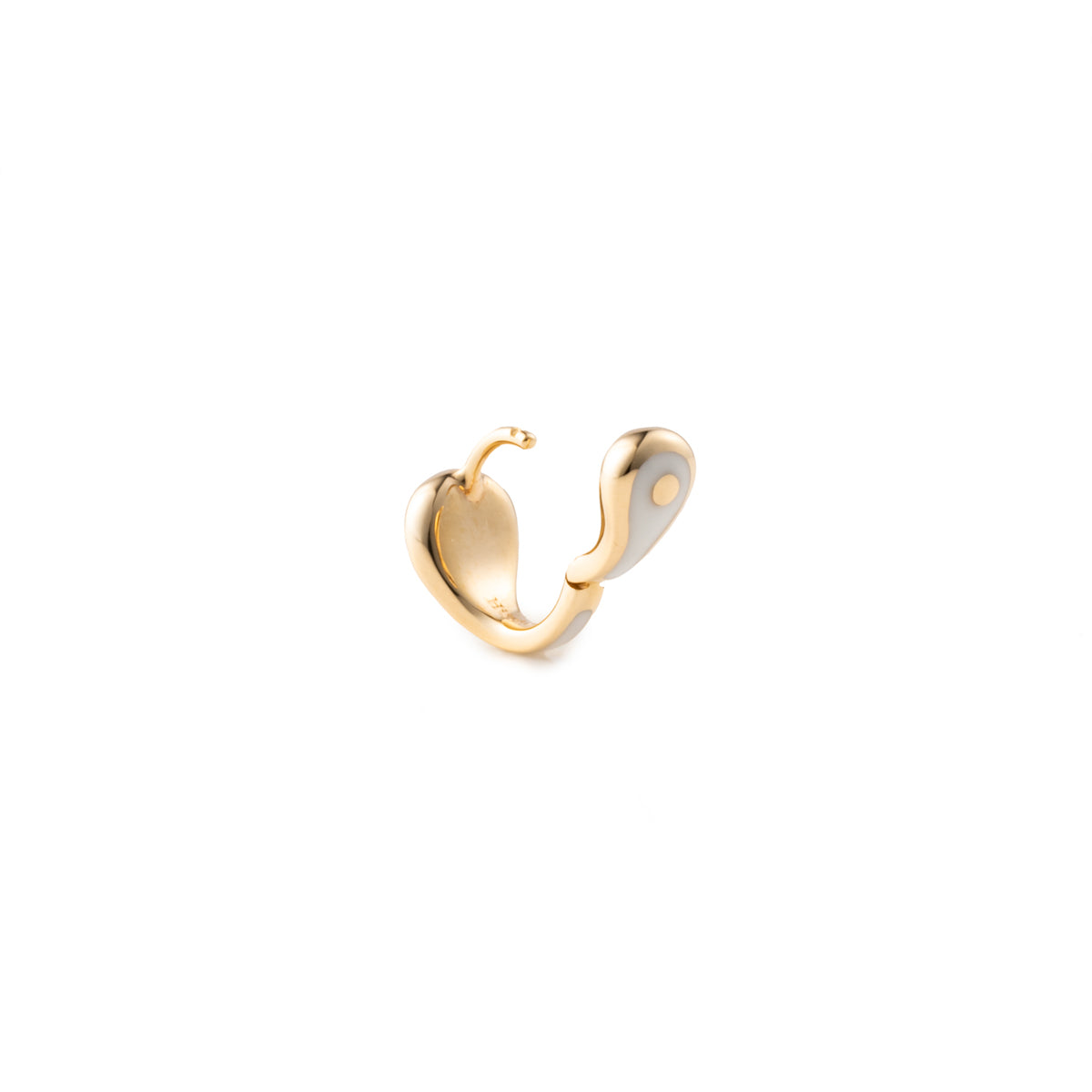 BIRD OF PARADISE Enamel Diamond Hoop Earring in Ivory White