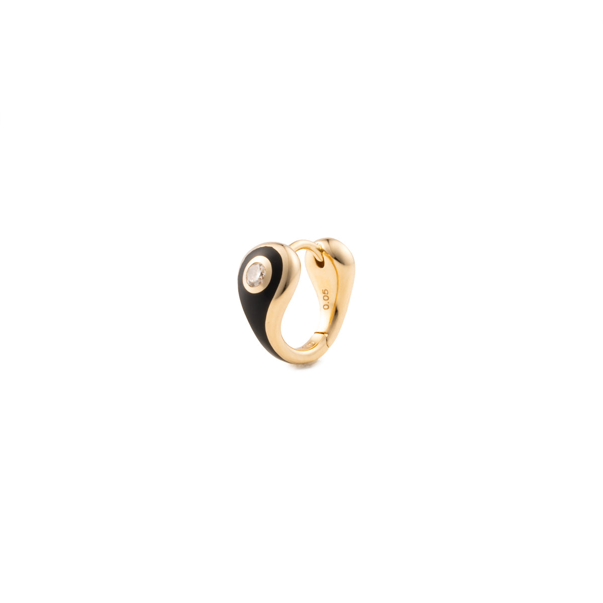BIRD OF PARADISE Enamel Diamond Hoop Earring in Jet Black
