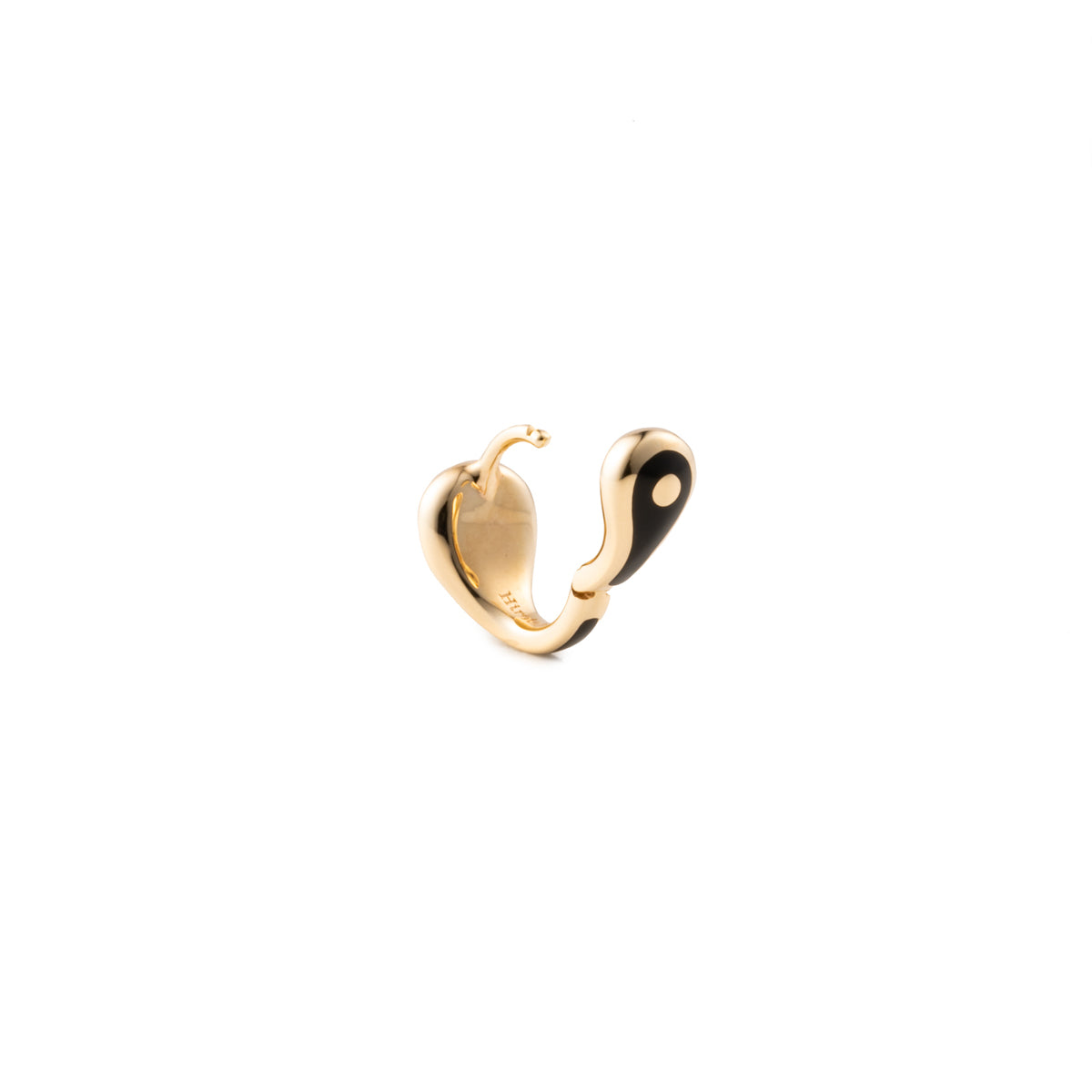 BIRD OF PARADISE Enamel Diamond Hoop Earring in Jet Black