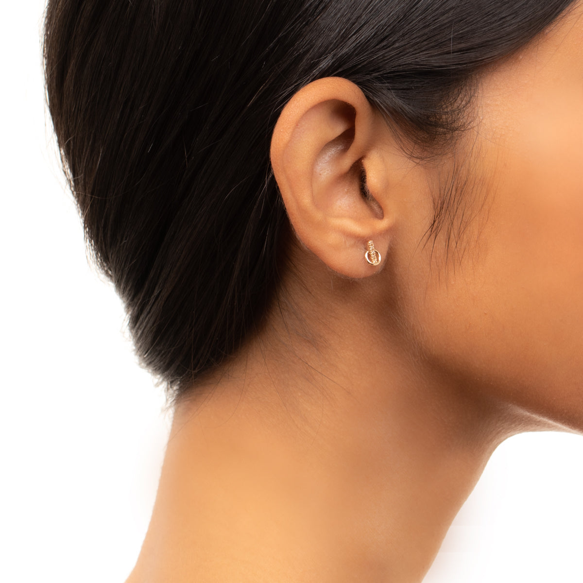 GOSSAMER Deco Small Diamond Earring with Small Hoop