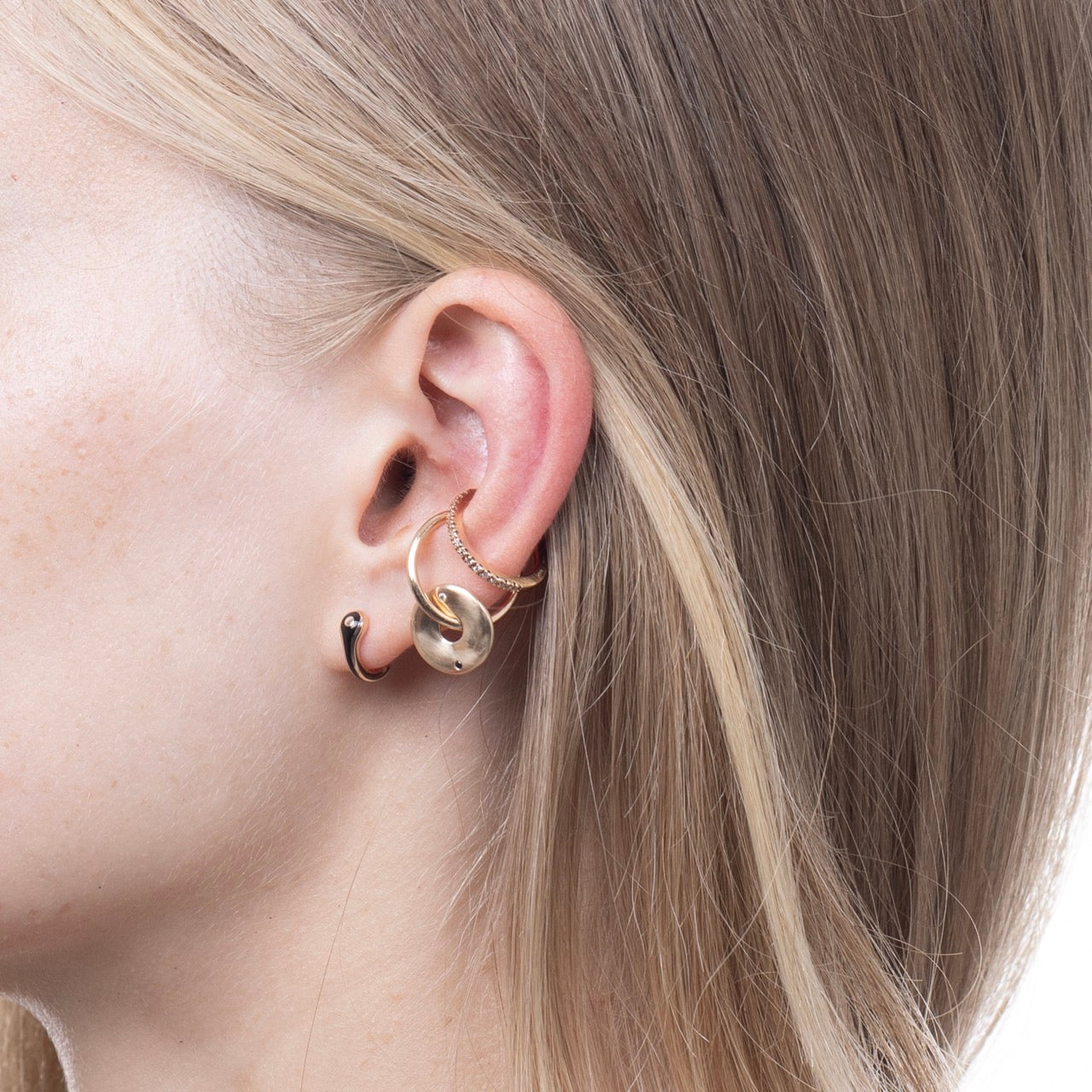 BIRD OF PARADISE Half Hoop Earring in Jet Black