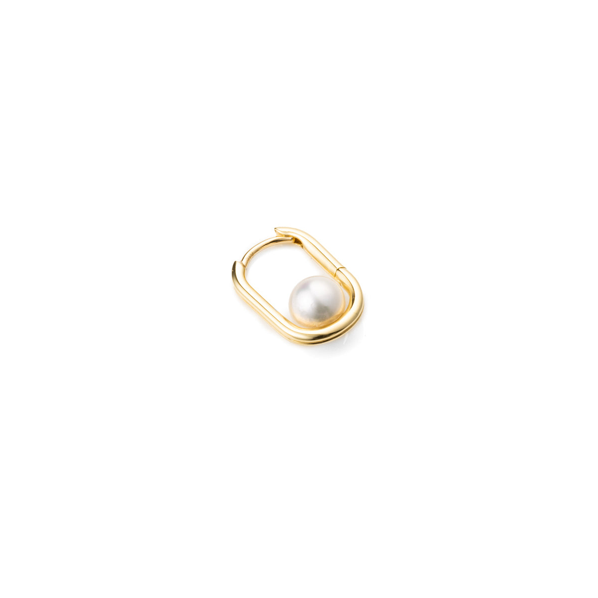18K MANHATTAN Akoya Pearl Oblong Huggie Earring Medium size