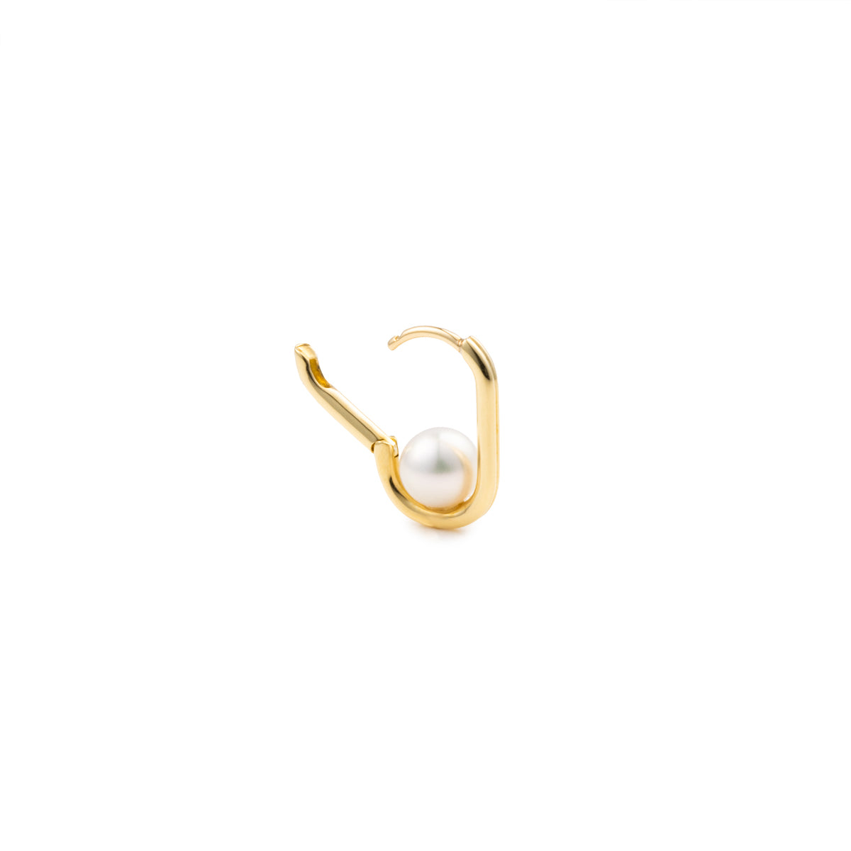18K MANHATTAN Akoya Pearl Oblong Huggie Earring Medium size