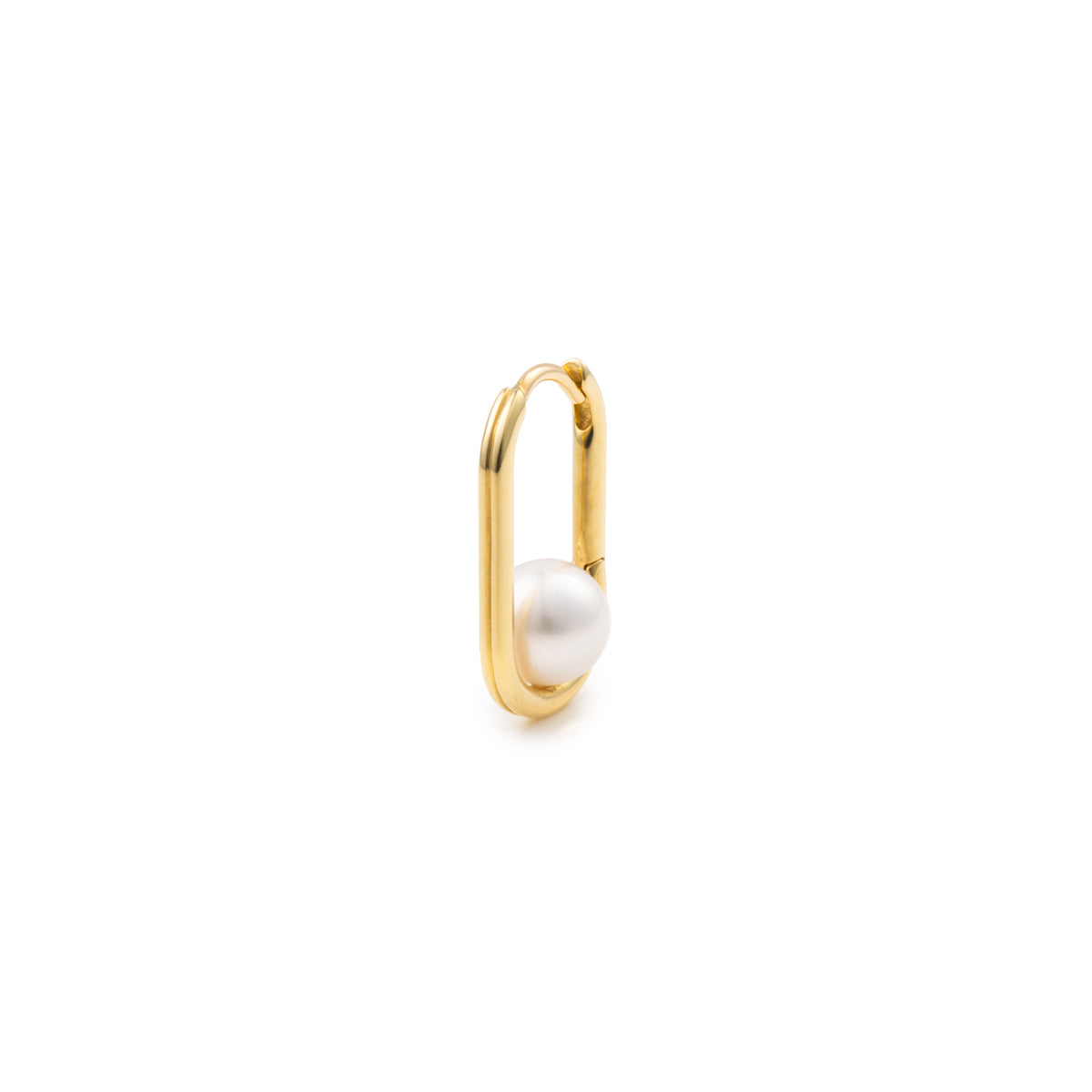 18K MANHATTAN Akoya Pearl Oblong Huggie Earring Large size