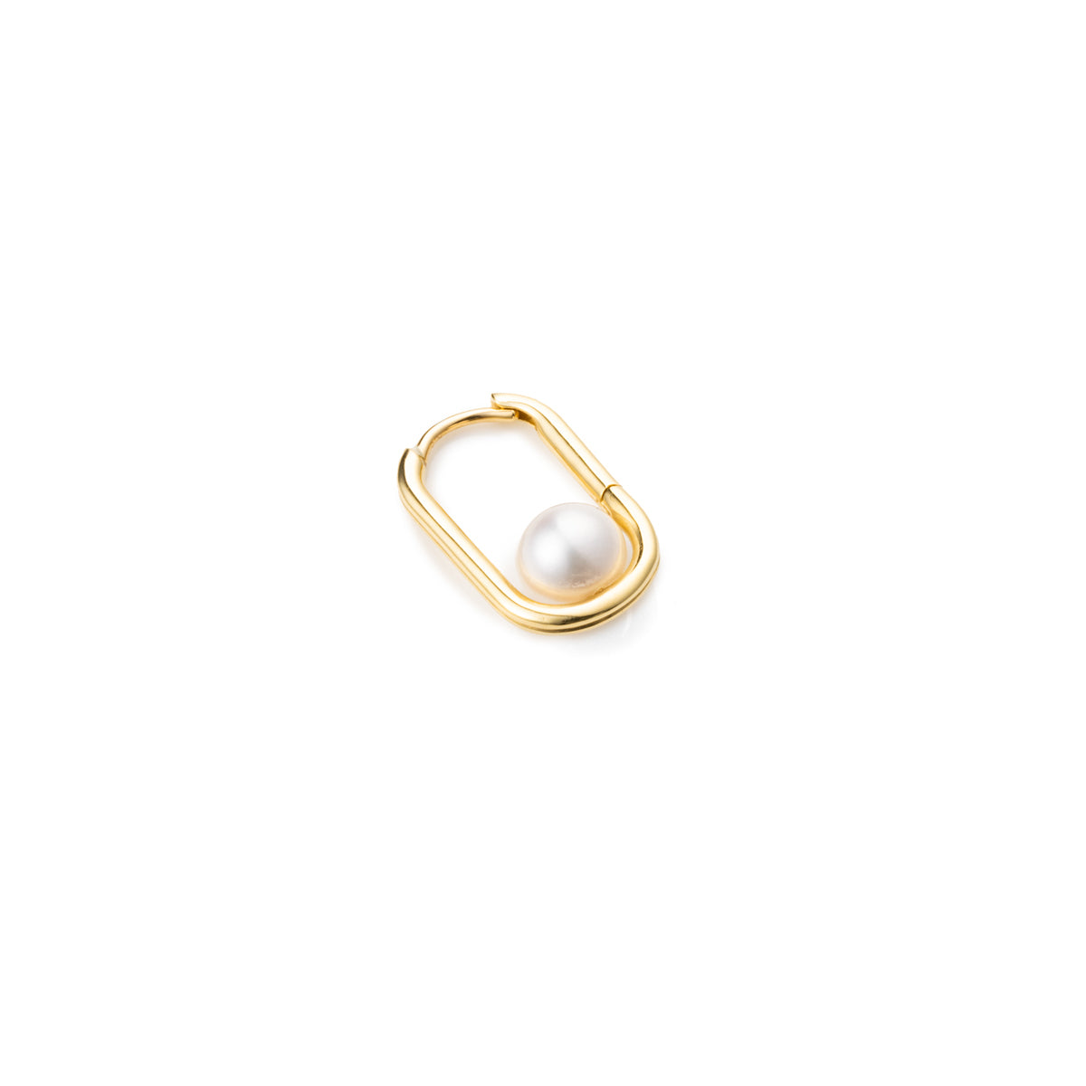 18K MANHATTAN Akoya Pearl Oblong Huggie Earring Large size