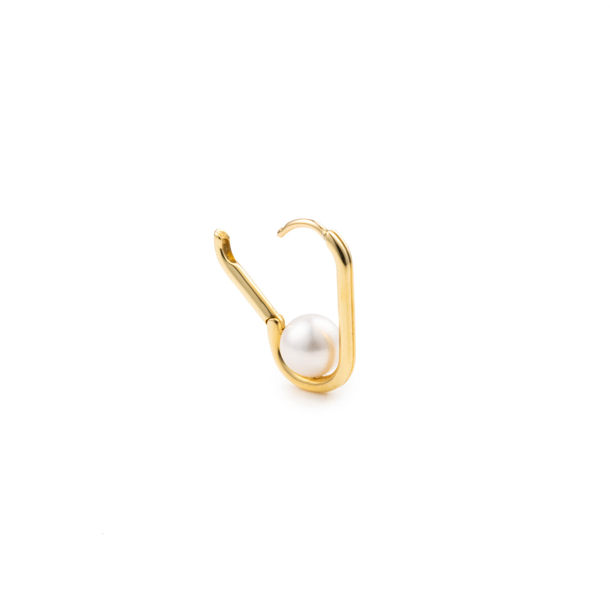 18K MANHATTAN Akoya Pearl Oblong Huggie Earring Large size