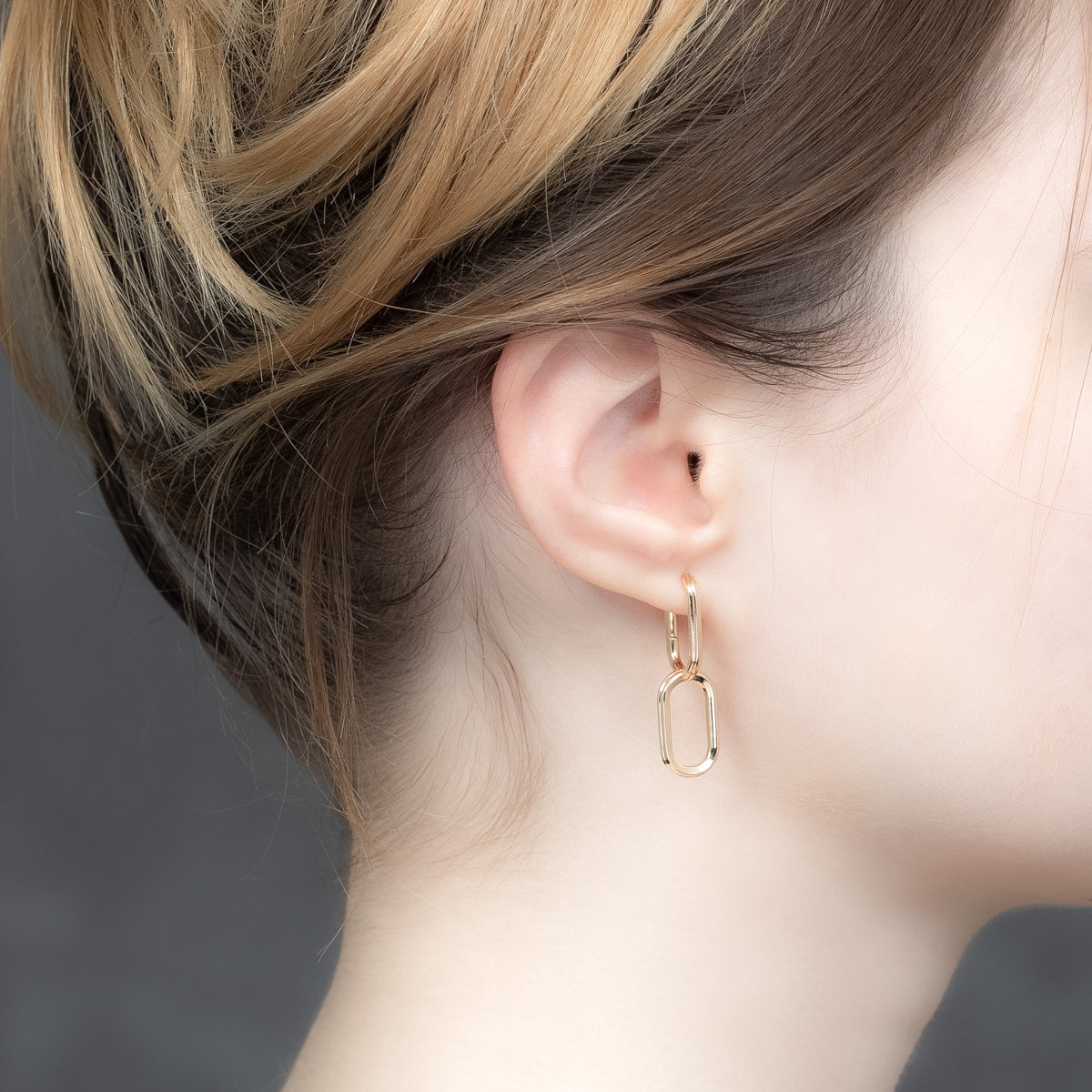 18K DUNE Oblong Hoop Earrings Small size