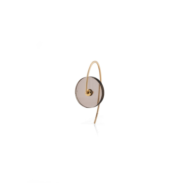 "Orbital" Smoky Quartz Hook Earring S size