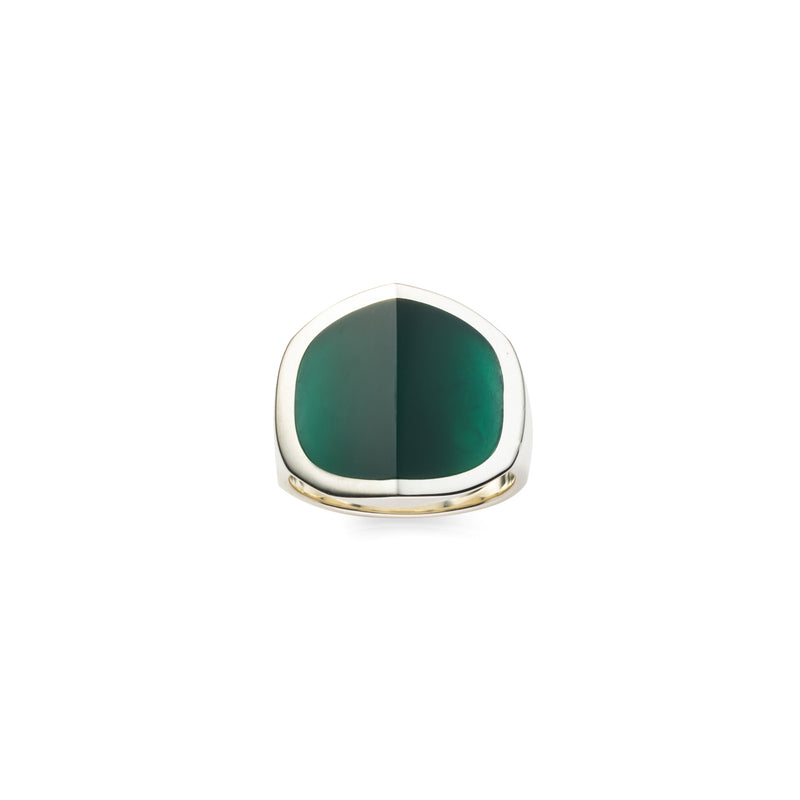 "EQUINOX"-Pyramid Green Agate Ring M size