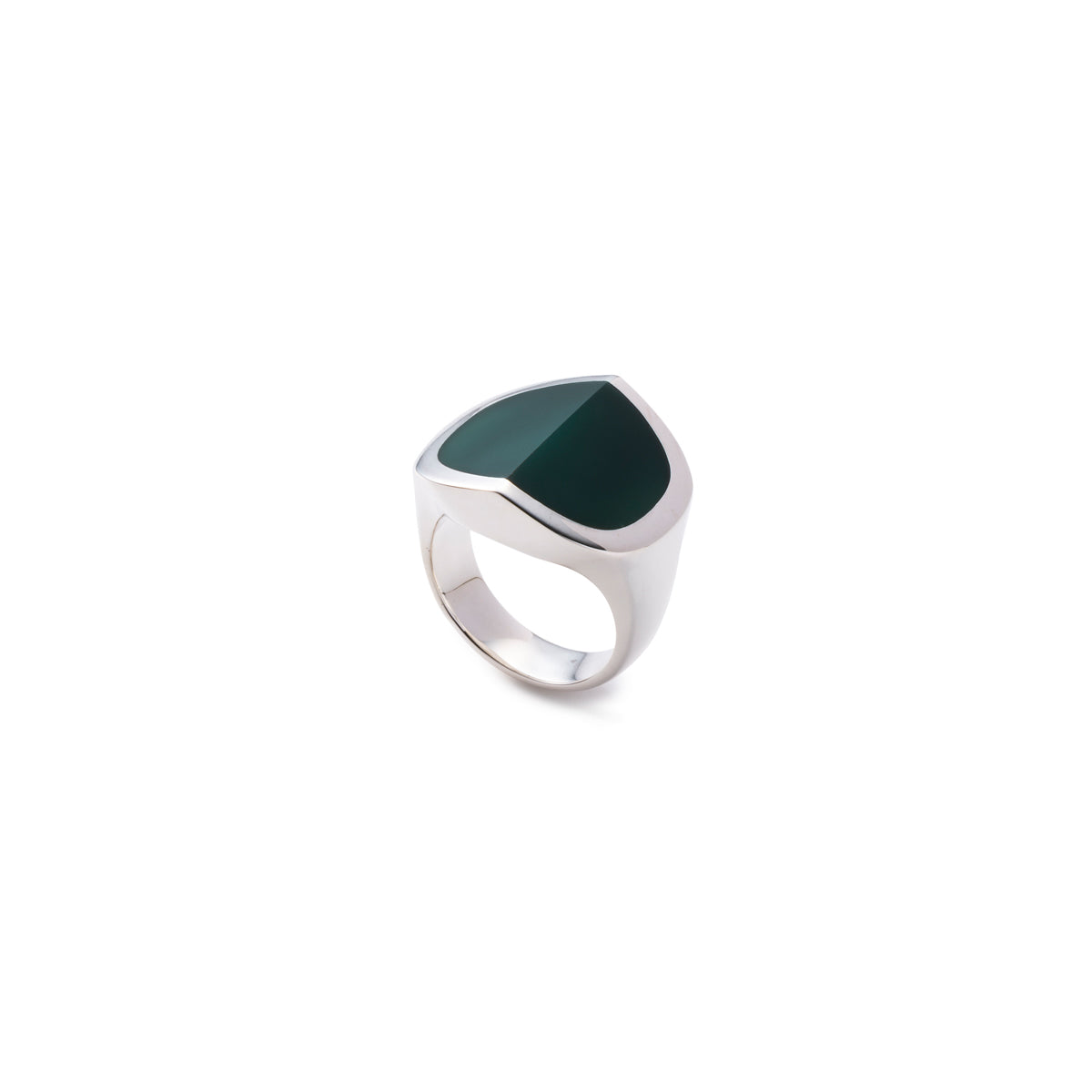 EQUINOX-Pyramid Green Agate Ring Large size