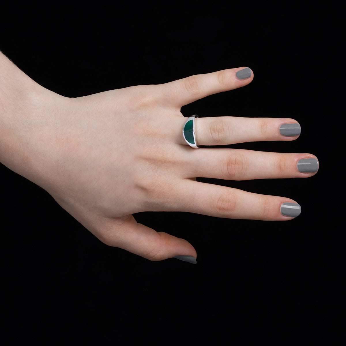 【Made-To-Order】EQUINOX-Pyramid Green Agate Ring