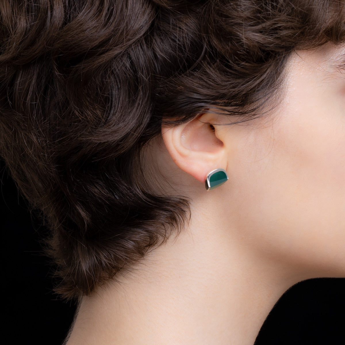 EQUINOX-Pyramid Green Agate Earring
