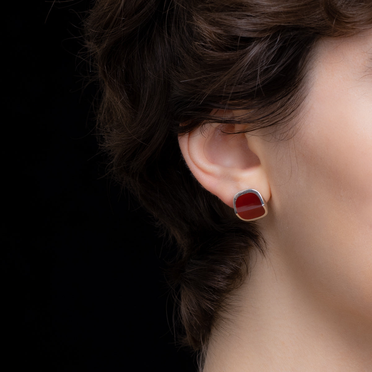 EQUINOX-Pyramid Carnelian Earring
