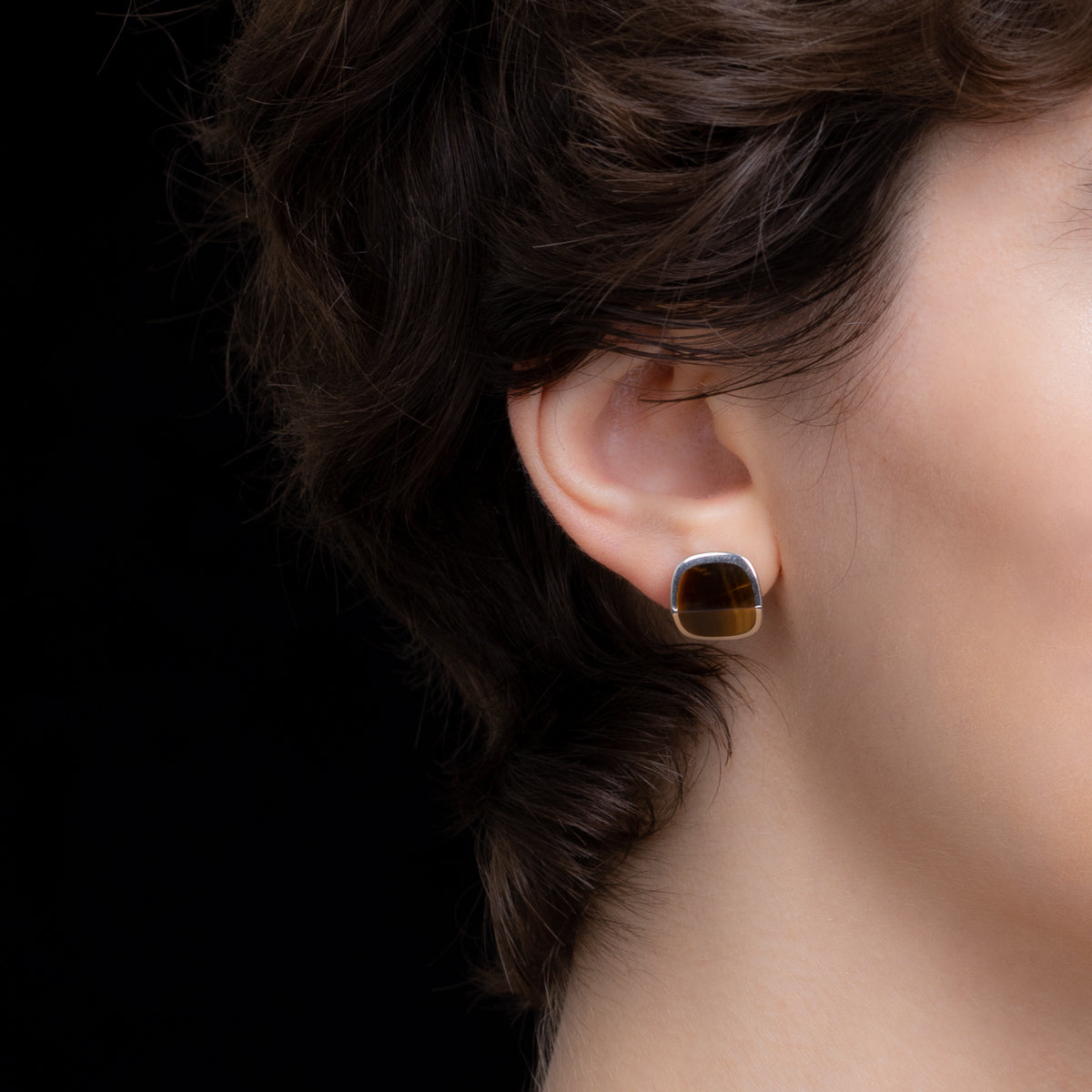 EQUINOX-Pyramid Tiger's Eye Earring