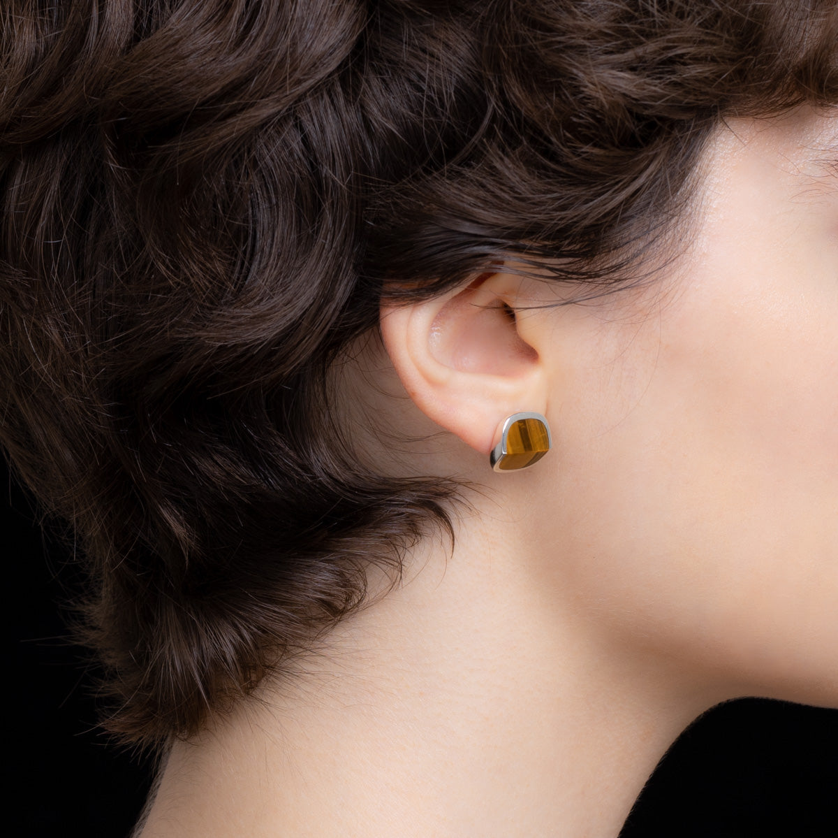 EQUINOX-Pyramid Tiger's Eye Earring
